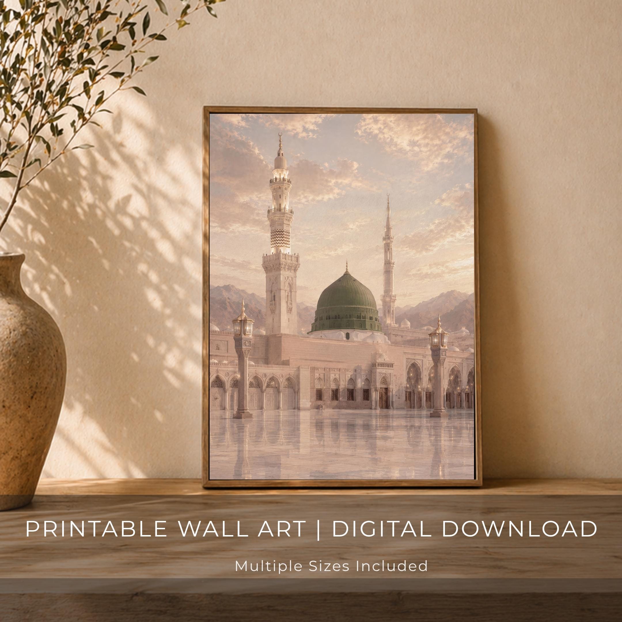 Medina Inspired Printable Wall Art, Green Dome Mosque, Islamic Prayer Room Decor (Digital Download) — image 5