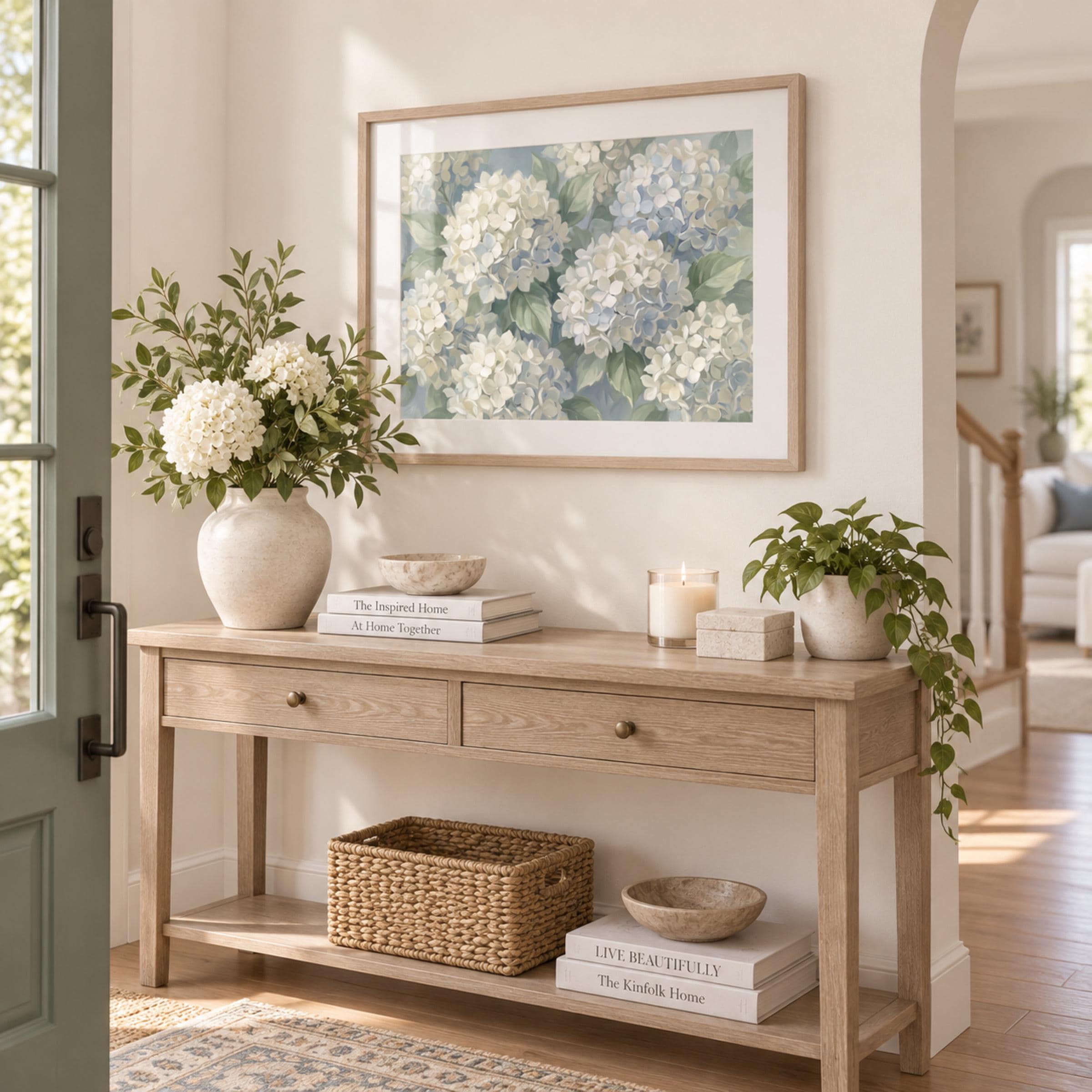 White Hydrangea Printable Wall Art | Neutral Floral Print | Cottage Floral Decor (Digital Download) — image 3
