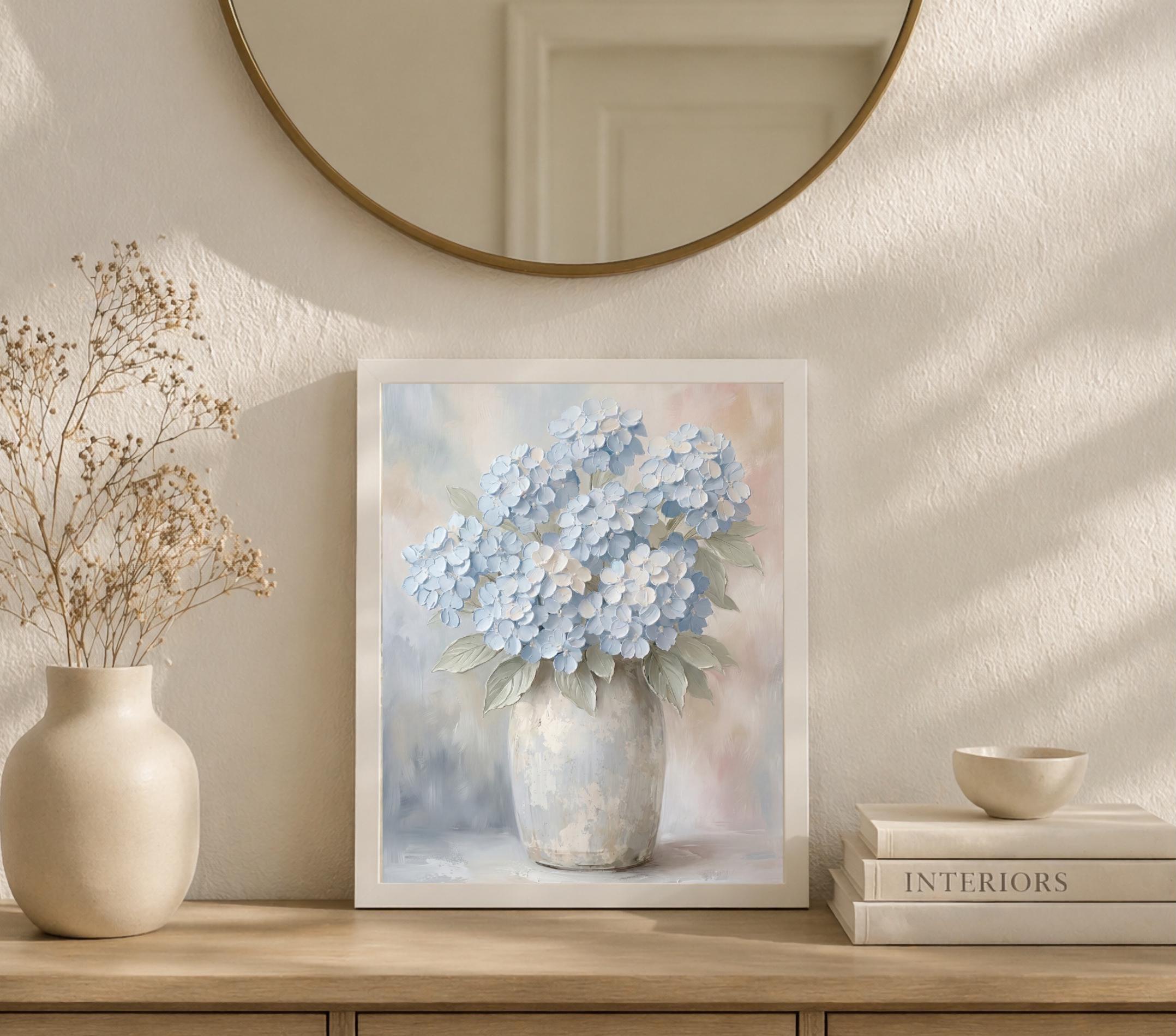 Blue Hydrangea Wall Art Printable | Neutral Floral Print | Floral Vase Decor (Digital Download) — image 8