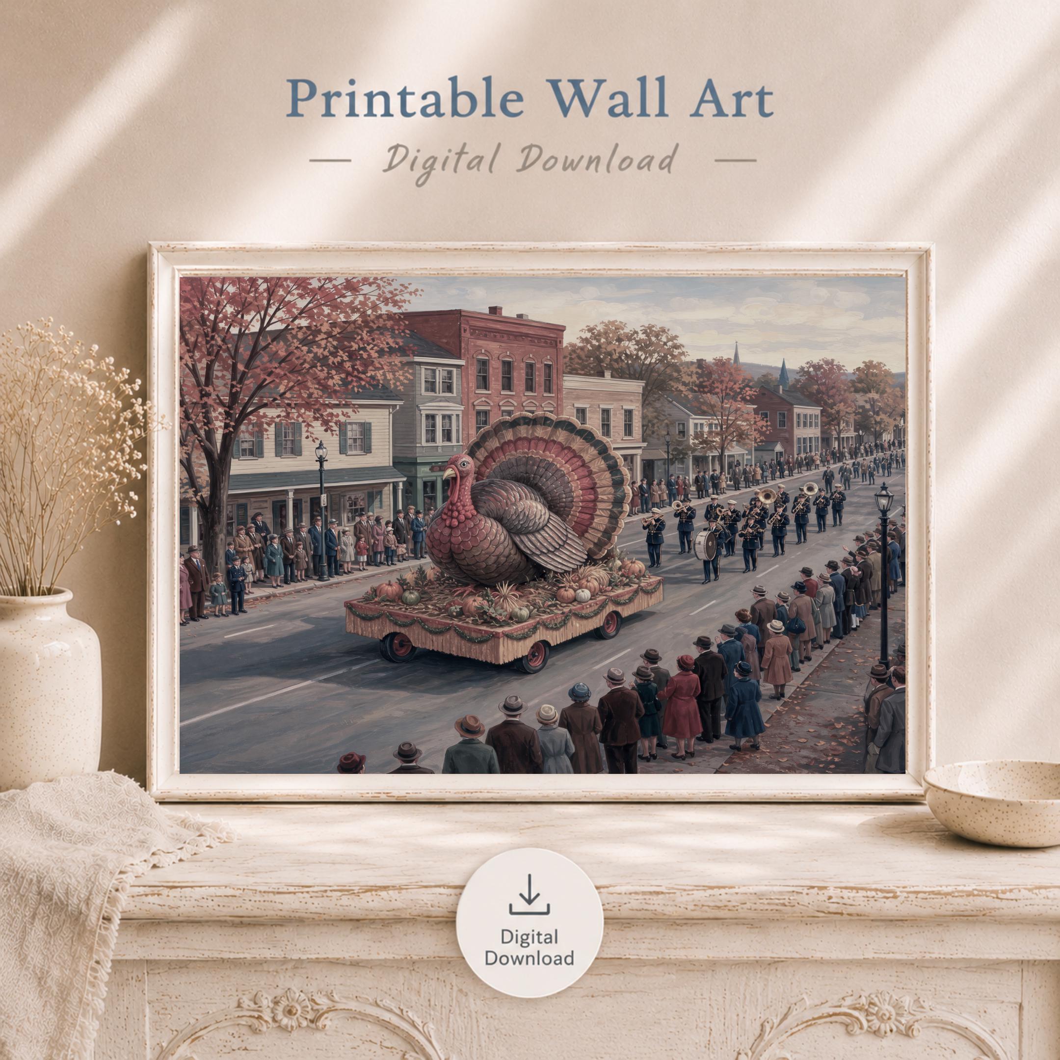 Vintage Thanksgiving Turkey Parade Printable Wall Art, Autumn Festival Digital Download, Home Decor Poster — image 5