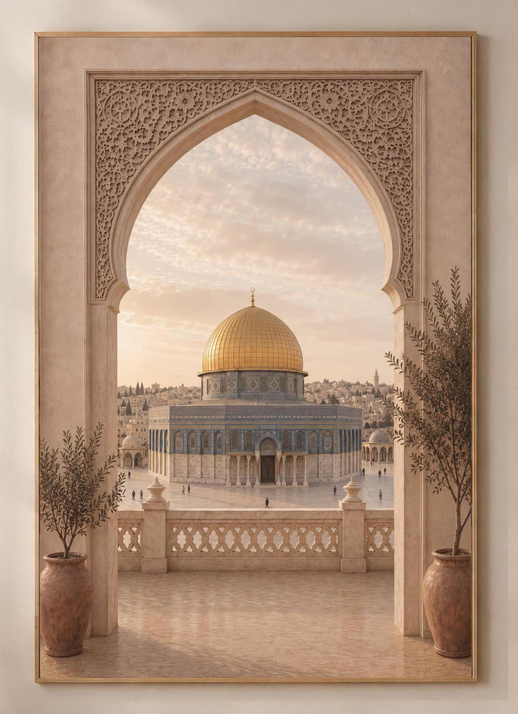Golden Dome through a Patterned Arch — image 2