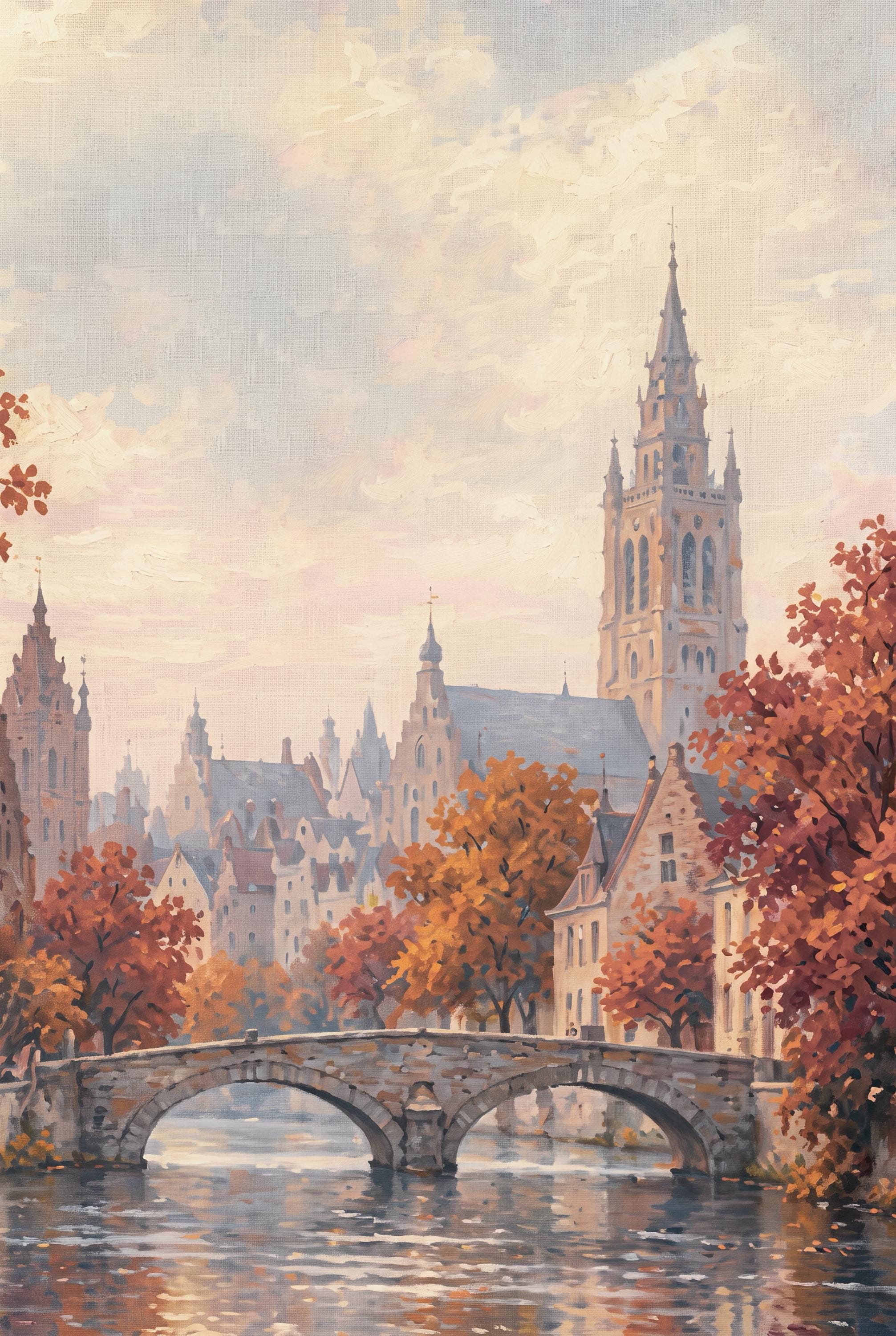 Autumn European City Printable Wall Art, Romantic River Bridge Landscape, Travel Decor Digital Download — image 5