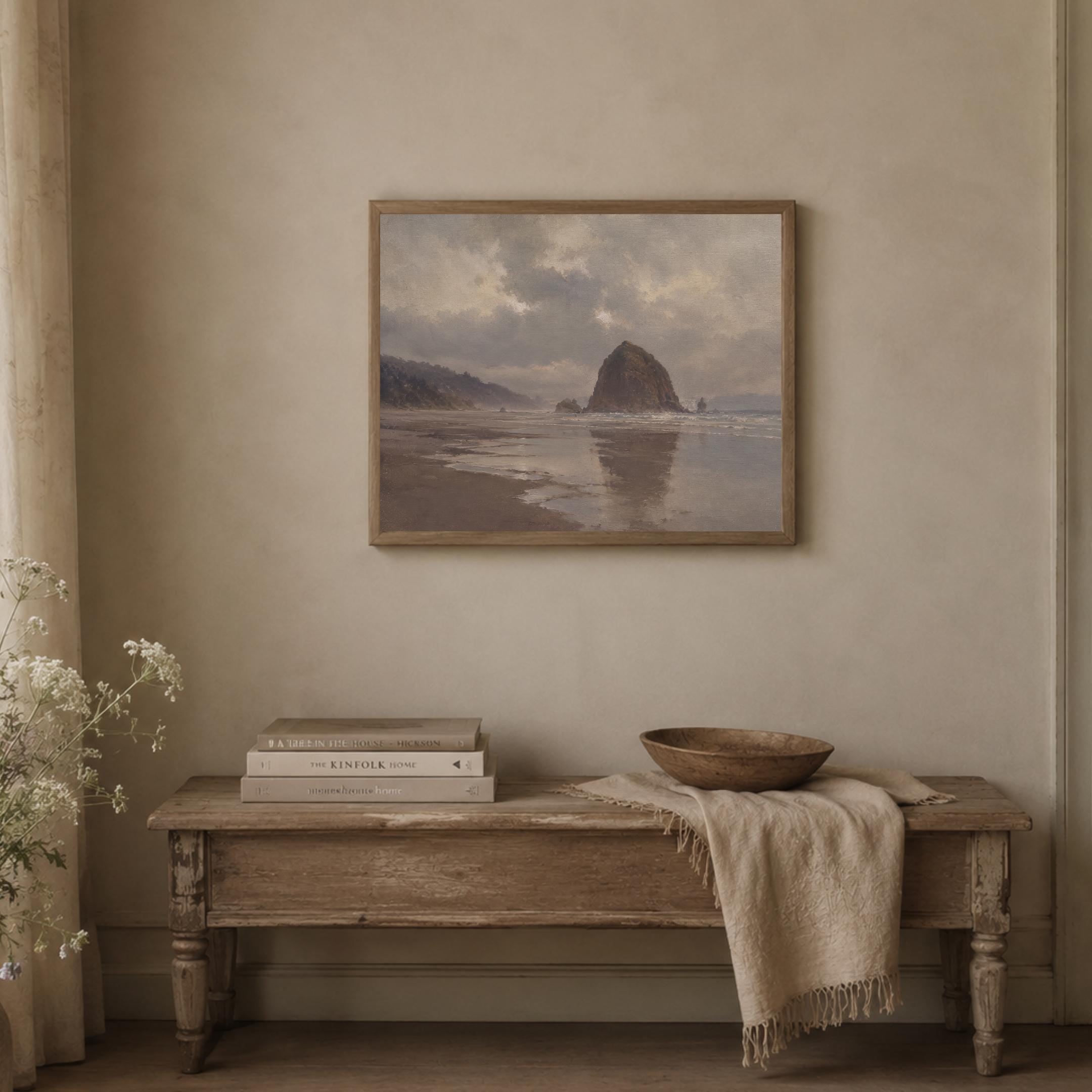 Coastal Landscape Wall Art | Cannon Beach Inspired Print | Moody Vintage Seascape Digital Download — image 6