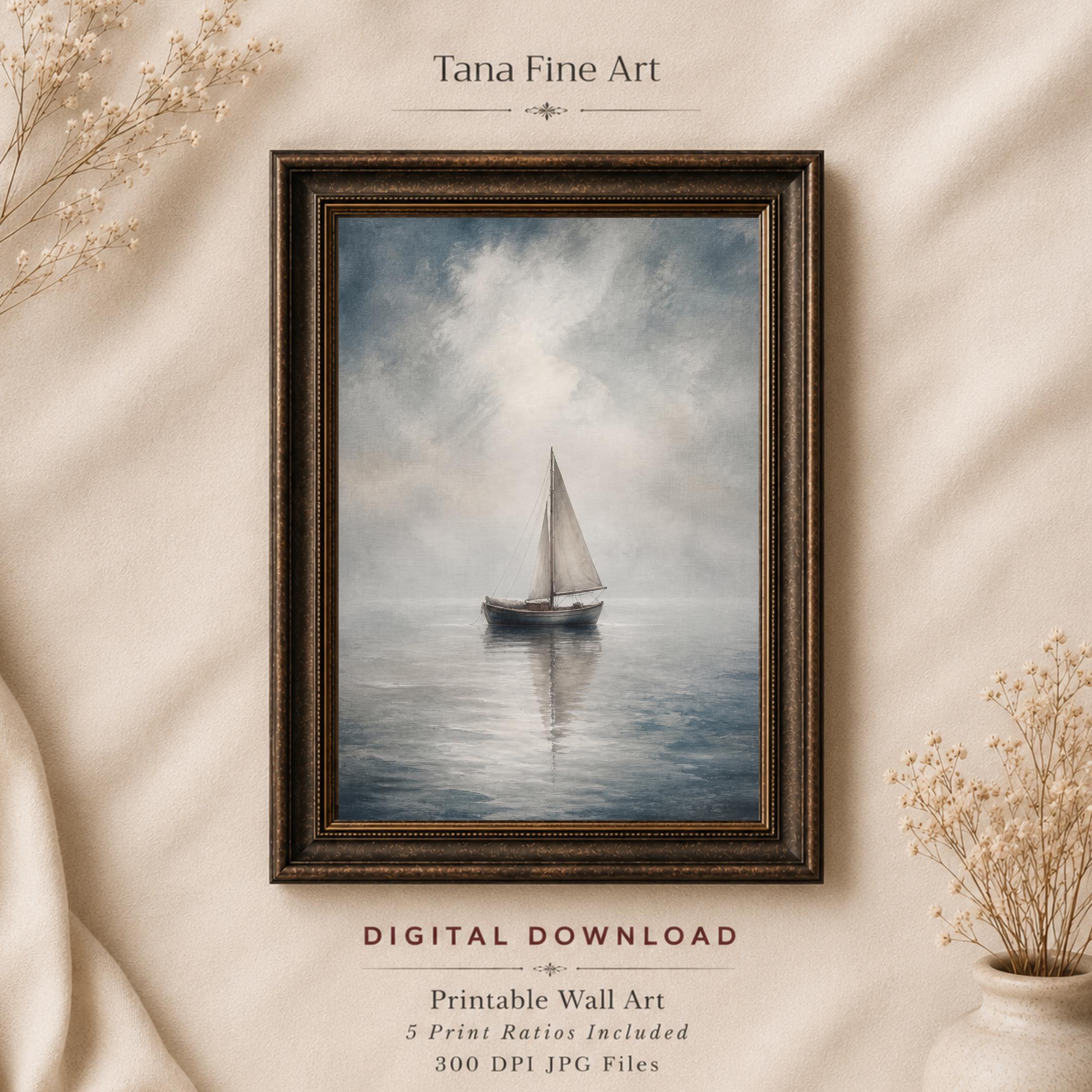 Sailboat Wall Art | Coastal Ocean Print | Nautical Printable Digital Download — image 8