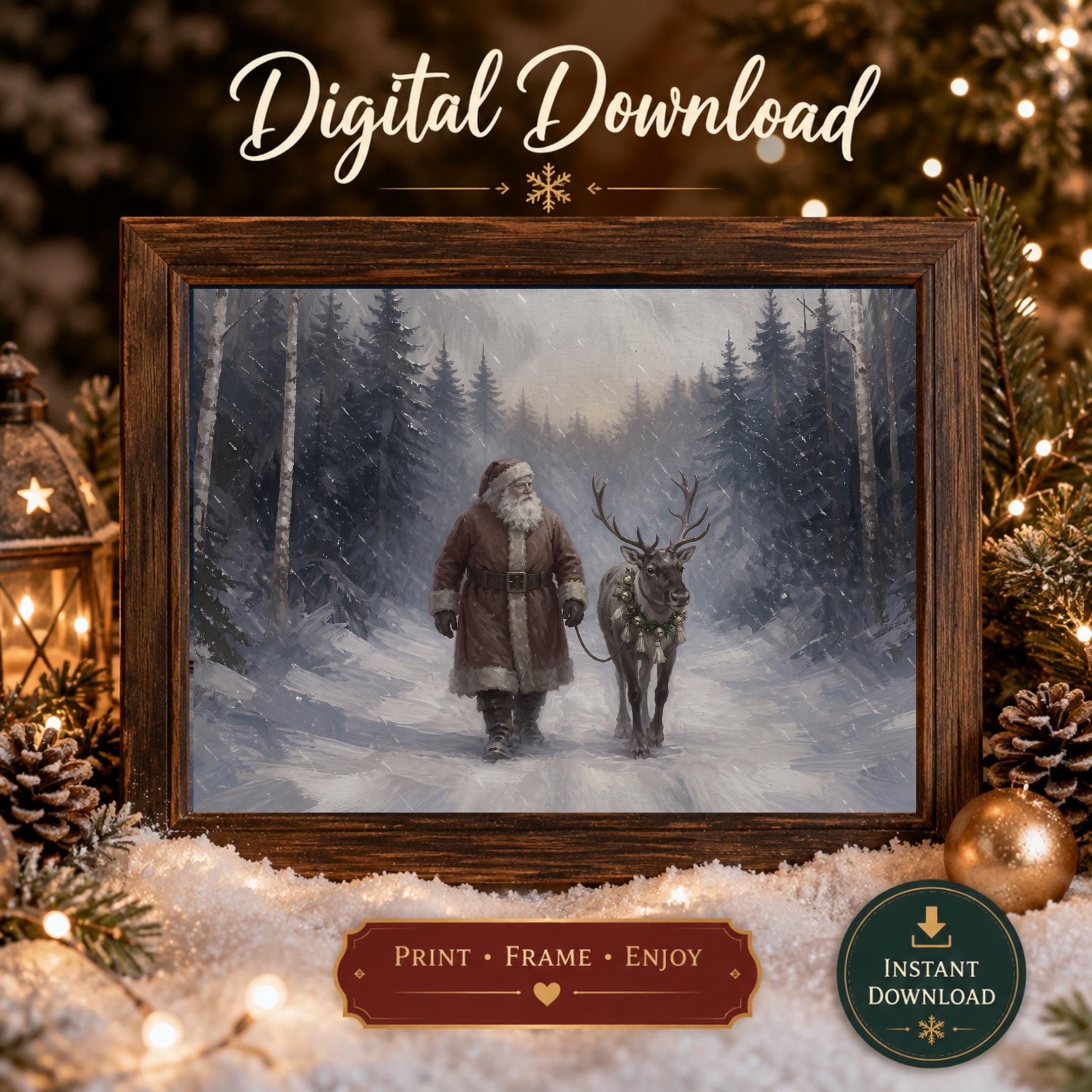 Santa & Reindeer along the Forest Trail