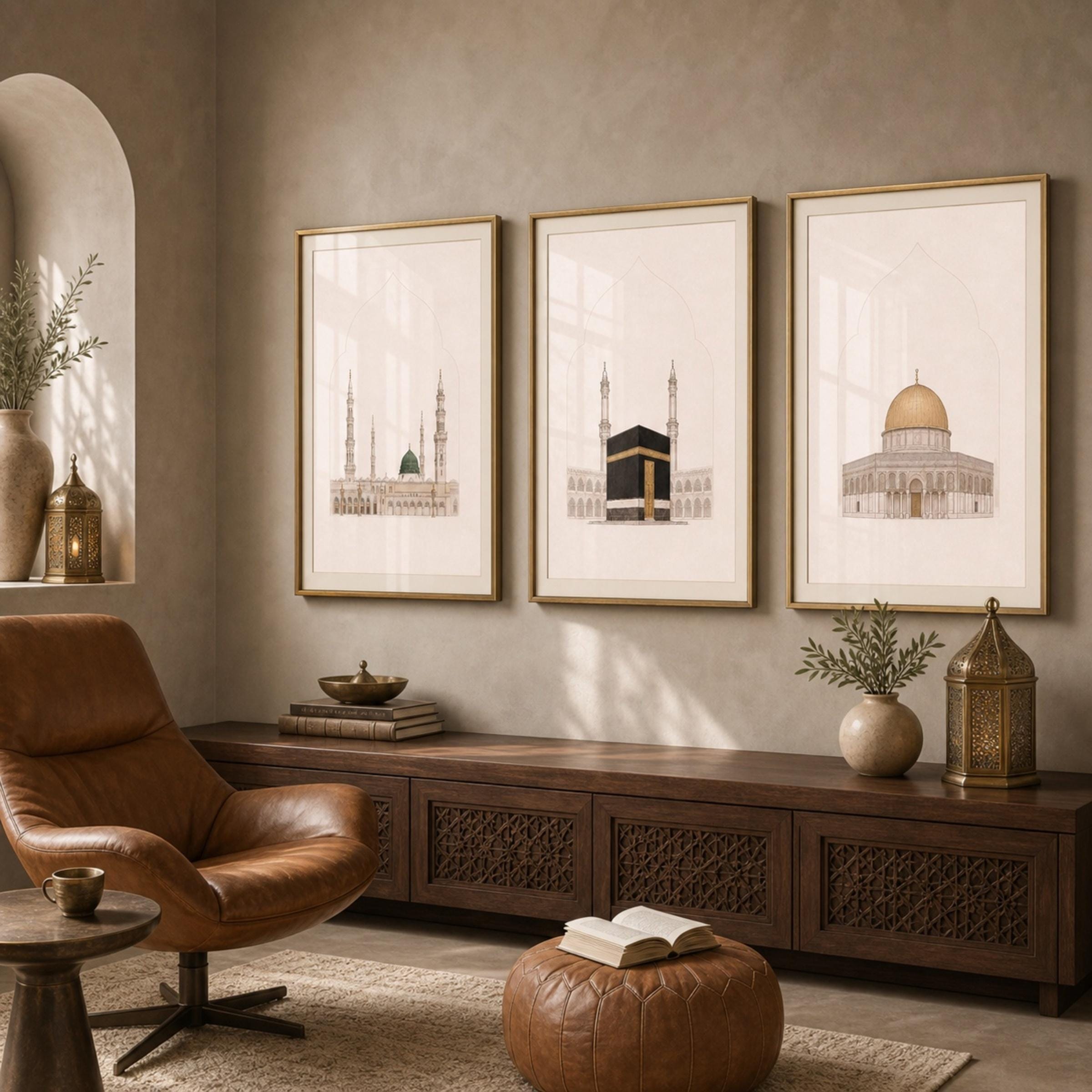 Islamic Wall Art Set Prints | Mosque Kaaba Dome Inspired | Prayer Room Digital Download — image 4