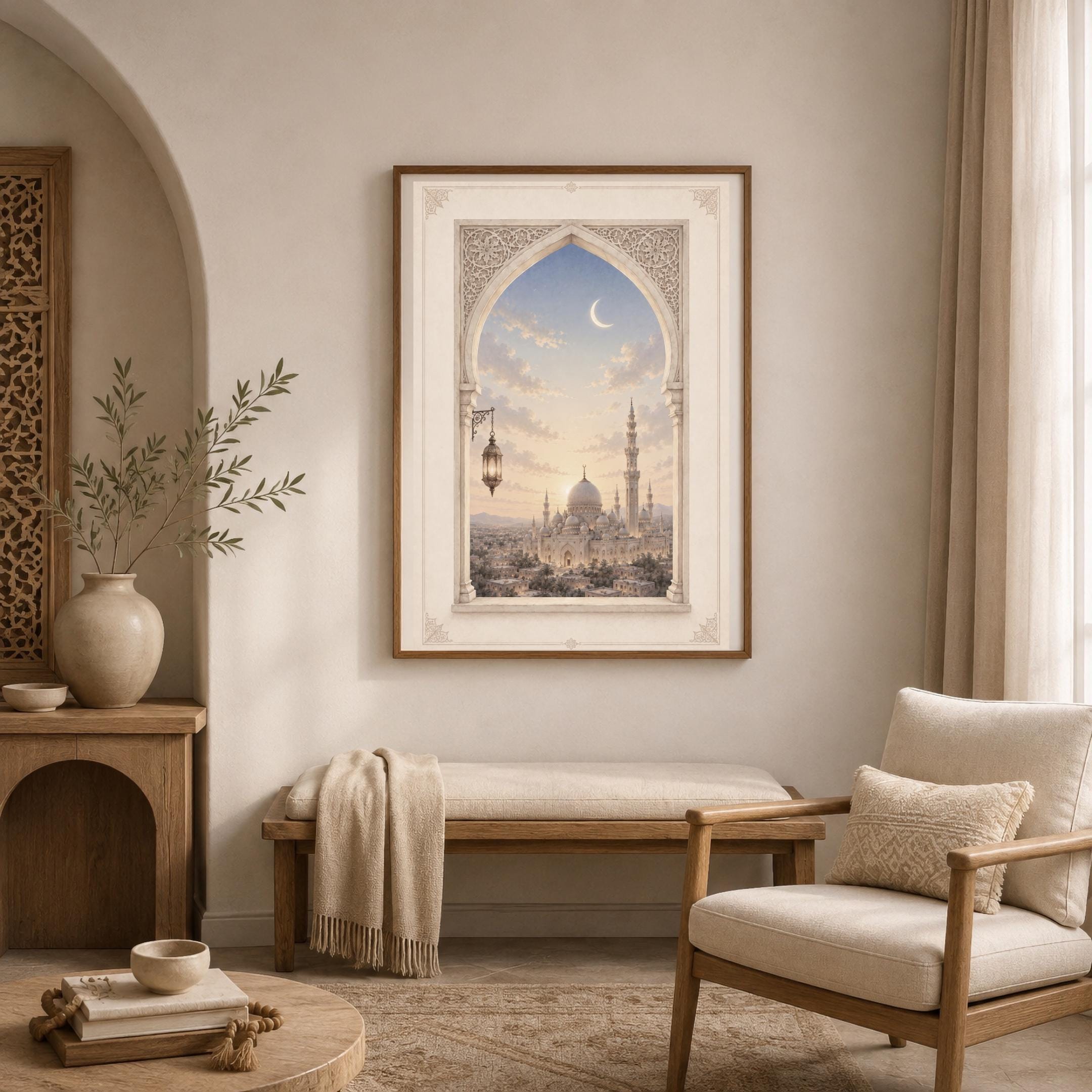 Islamic Wall Art Set of 3, Neutral Prayer Room Decor, Mosque Arch (Digital Download) — image 7