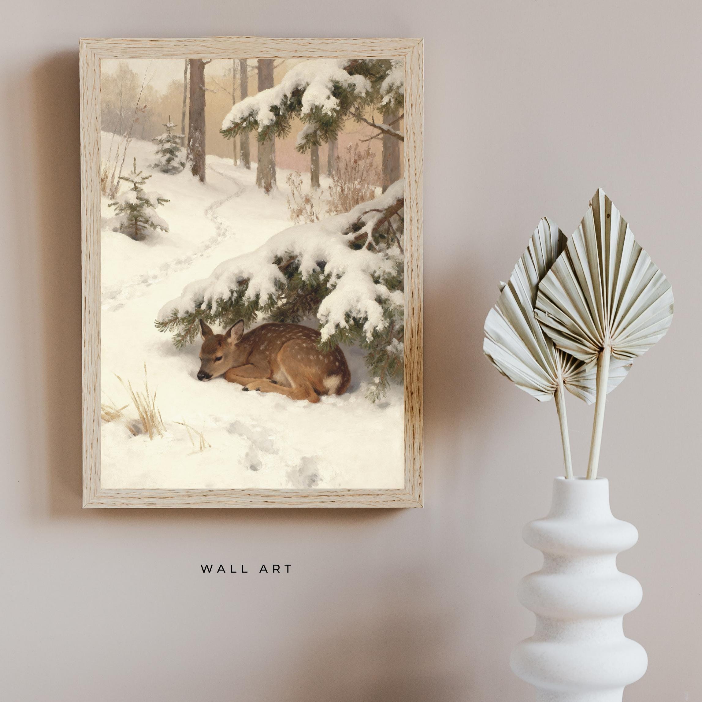 Sleeping Fawn beneath Snowy Pine Branches — image 6