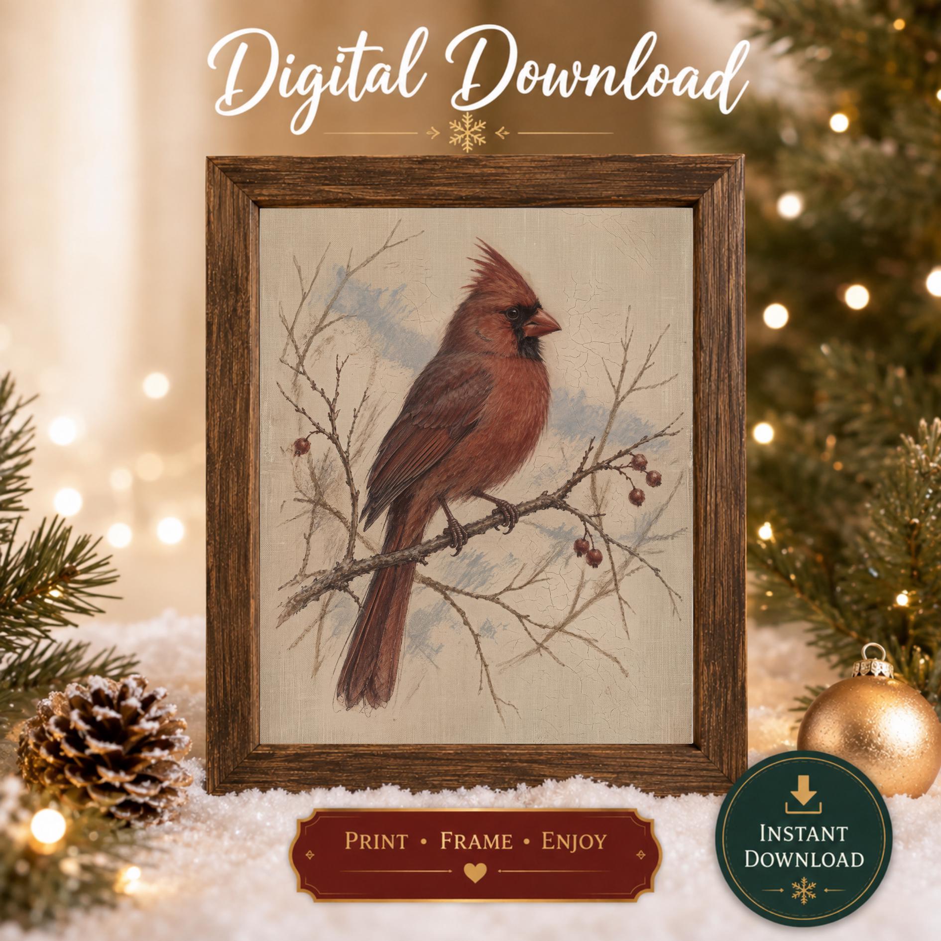 Red Cardinal on a Winter Branch — image 9