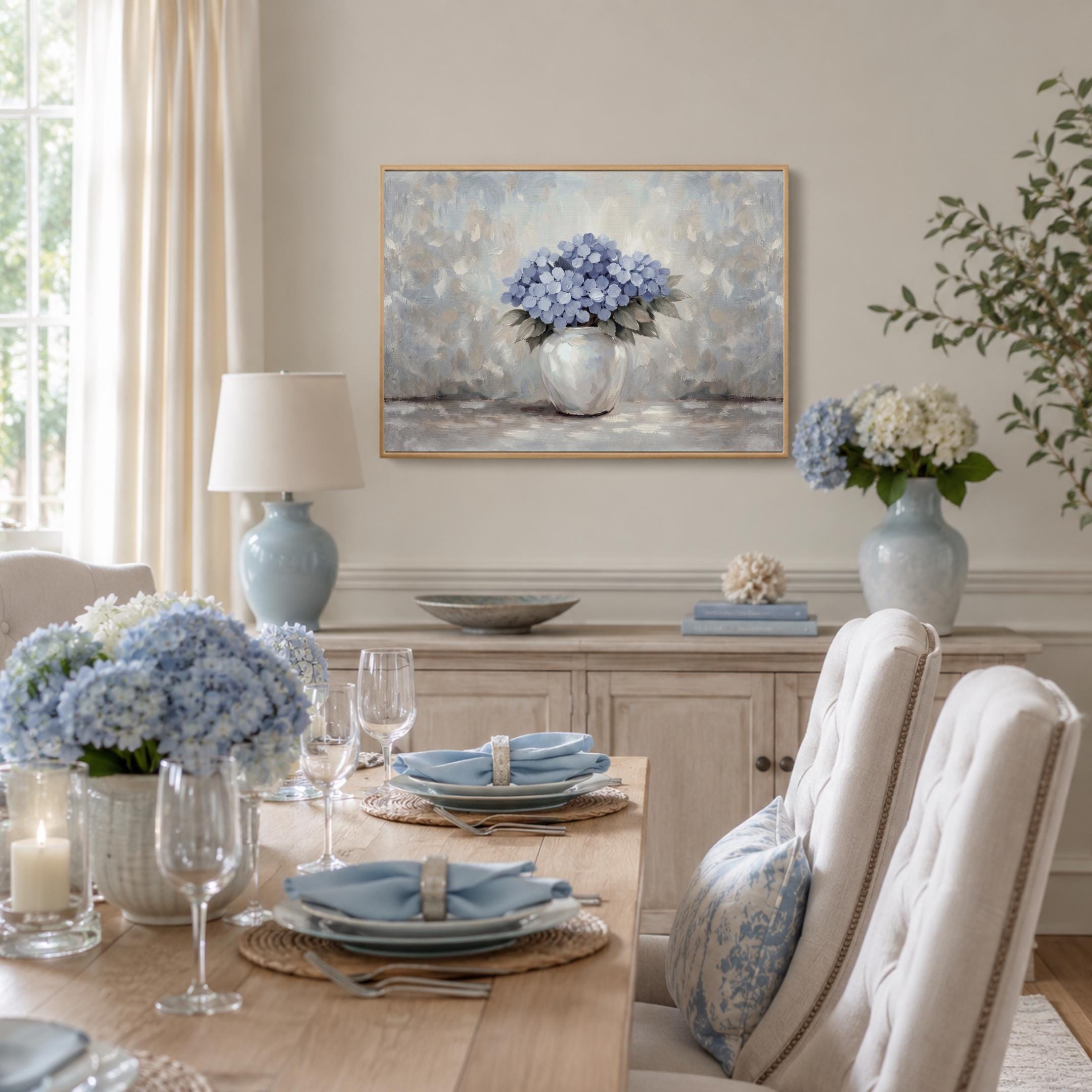 Vintage Blue Hydrangea Wall Art Print, Farmhouse Floral Vase Prints (Digital Download) — image 6