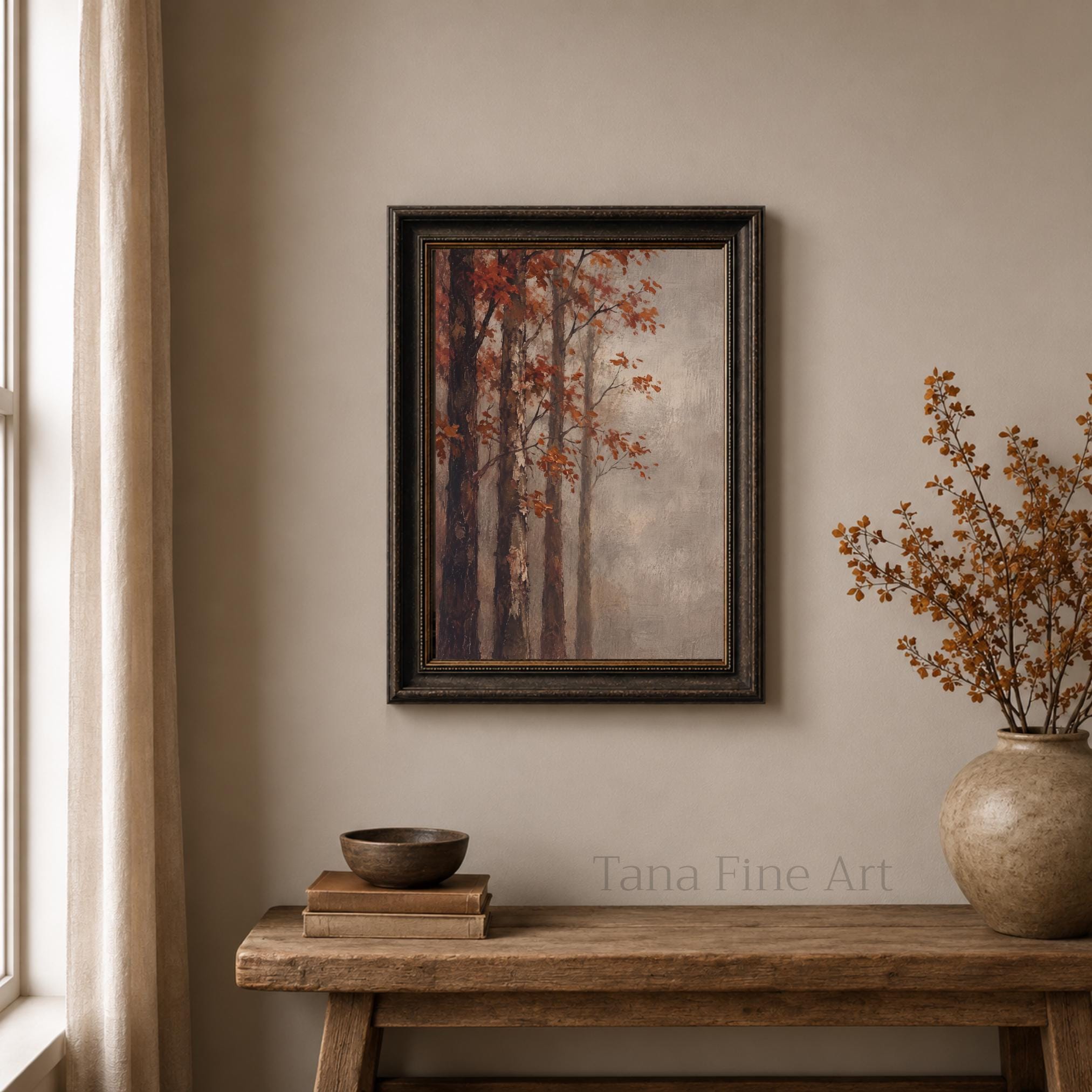 Vintage Autumn Tree Printable Wall Art, Fall Forest Print, Rustic Decor Digital Download — image 5