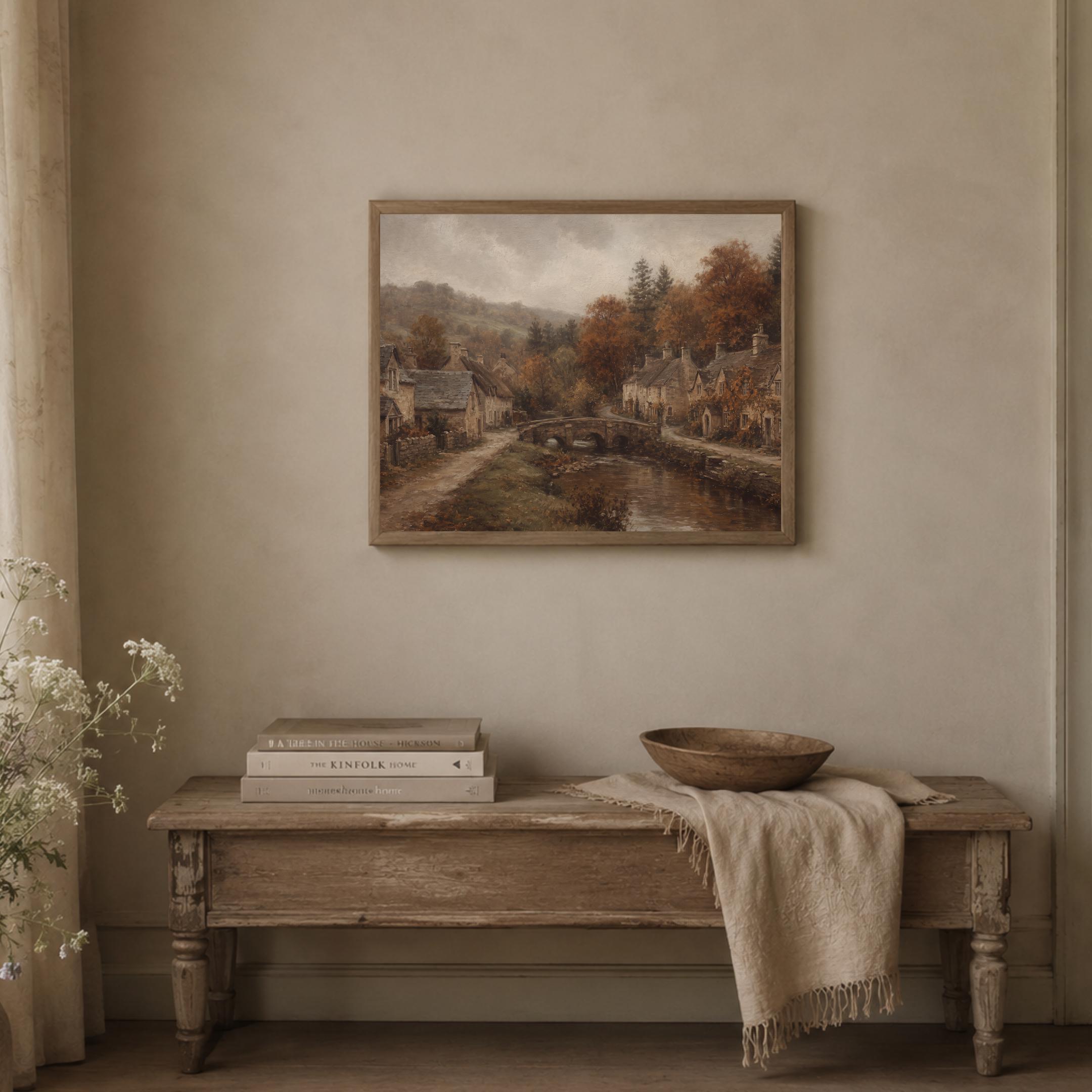 Cotswolds Fall Wall Art | English Cottage Village Print | Vintage Farmhouse Digital Download — image 4