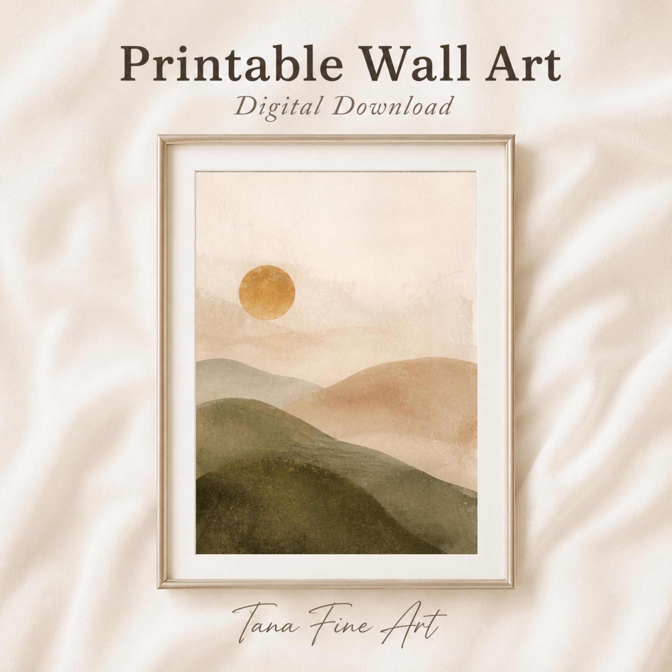 Neutral Abstract Landscape Printable Wall Art Set, Minimalist Botanical Beige Home Decor Digital Download — image 5