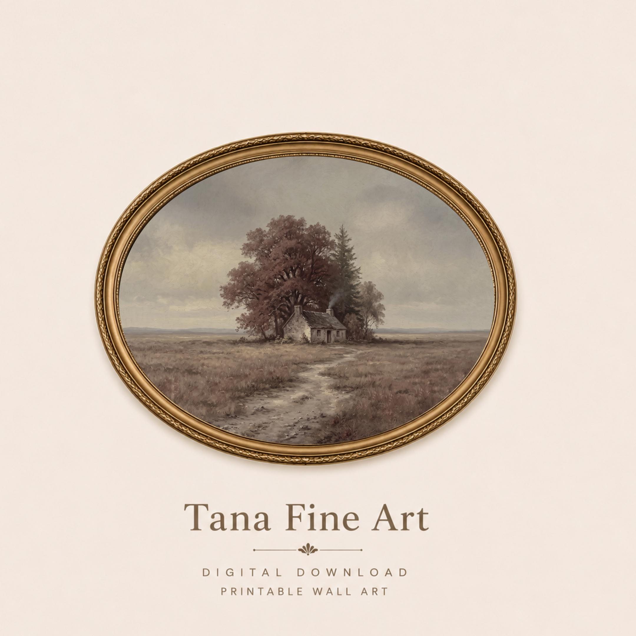 Moody Autumn Cottage Wall Art, Rustic Farmhouse Landscape Print (Fall Digital Download) — image 8