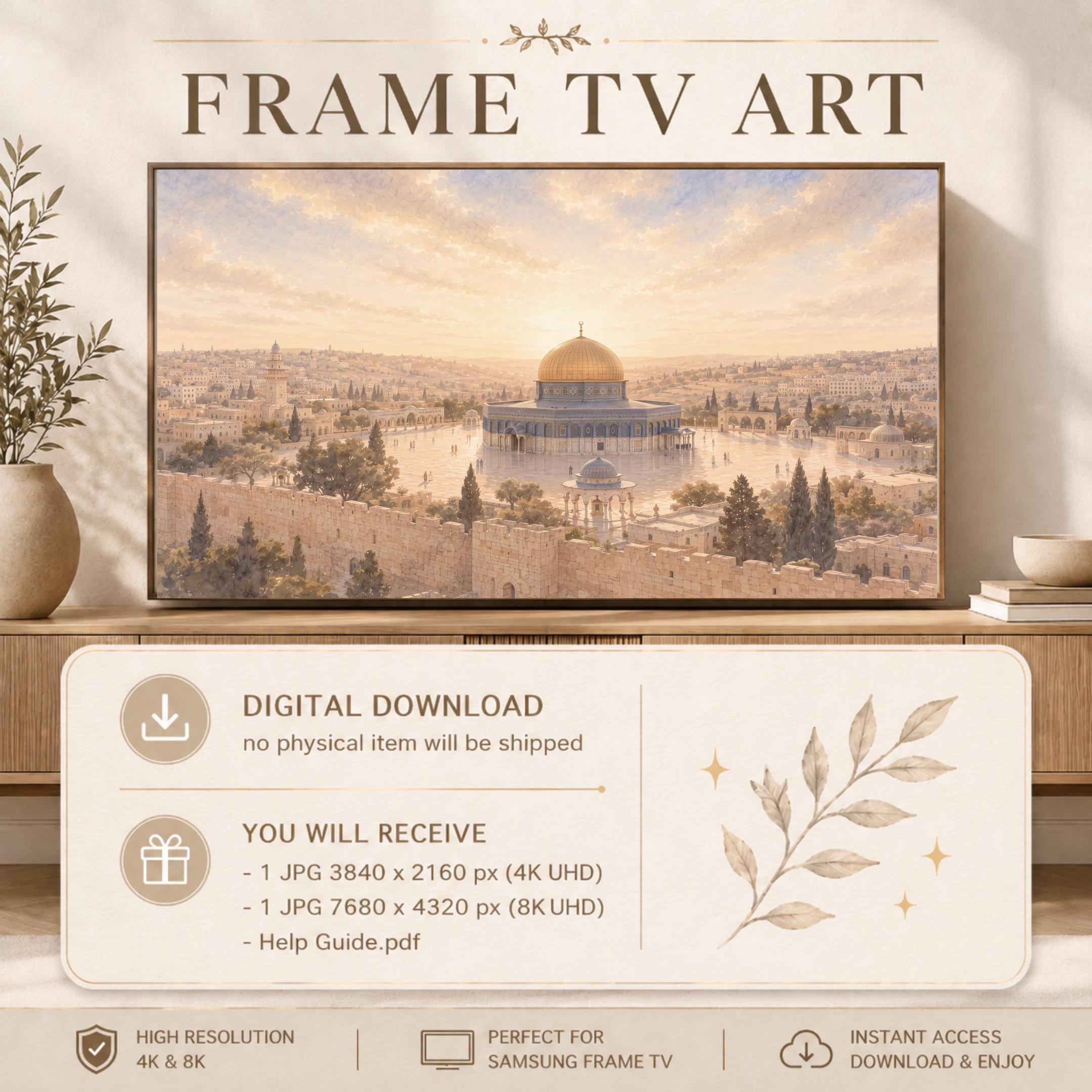 Dome of the Rock Frame TV Art | Islamic Jerusalem Inspired | Samsung TV 4K Digital Download — image 3