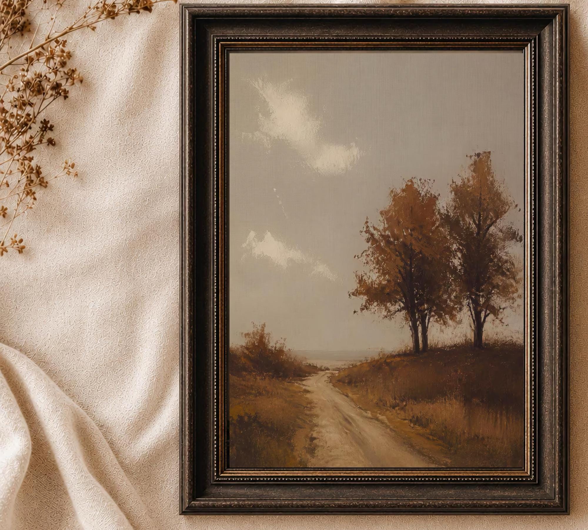 Autumn Country Road Wall Art | Vintage Fall Landscape Print | Rustic Farmhouse Digital Download — image 2