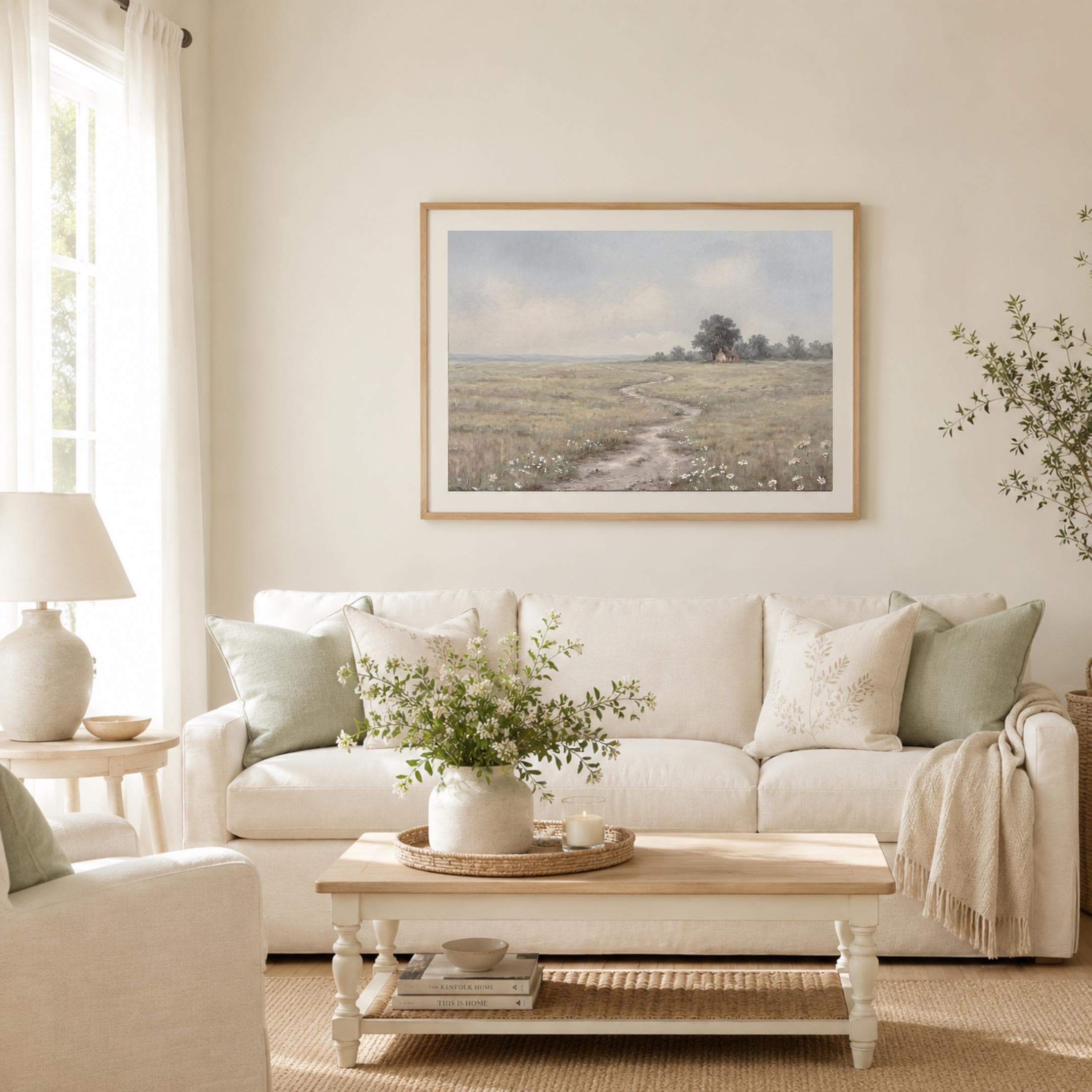 Meadow Path Landscape Print, Calm Summer Daisy Field Cottage Wall Art (Digital Download) — image 6