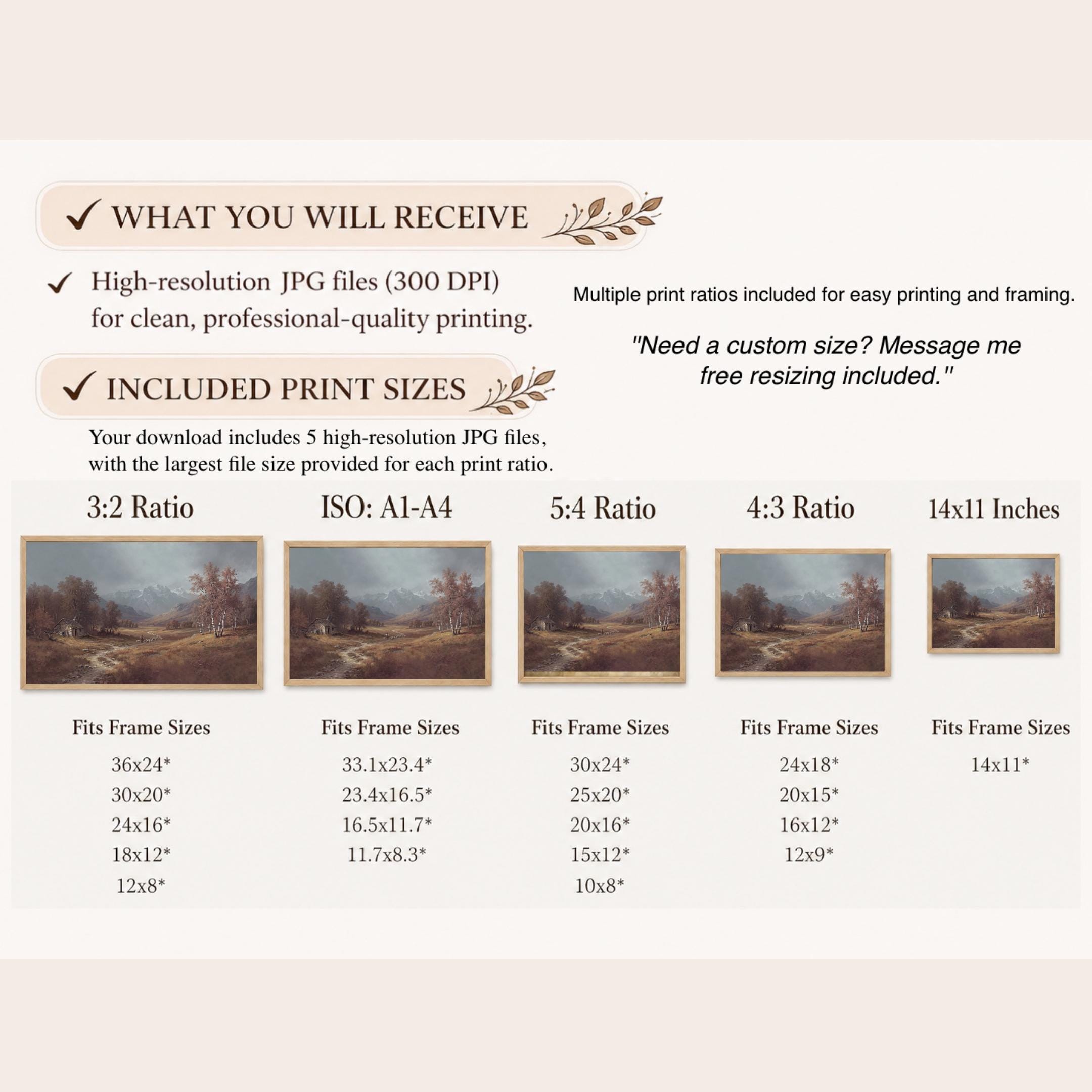 Vintage Fall Cottage Garden Wall Art, Moody Autumn, Garden path Painting (Digital Download) — image 8