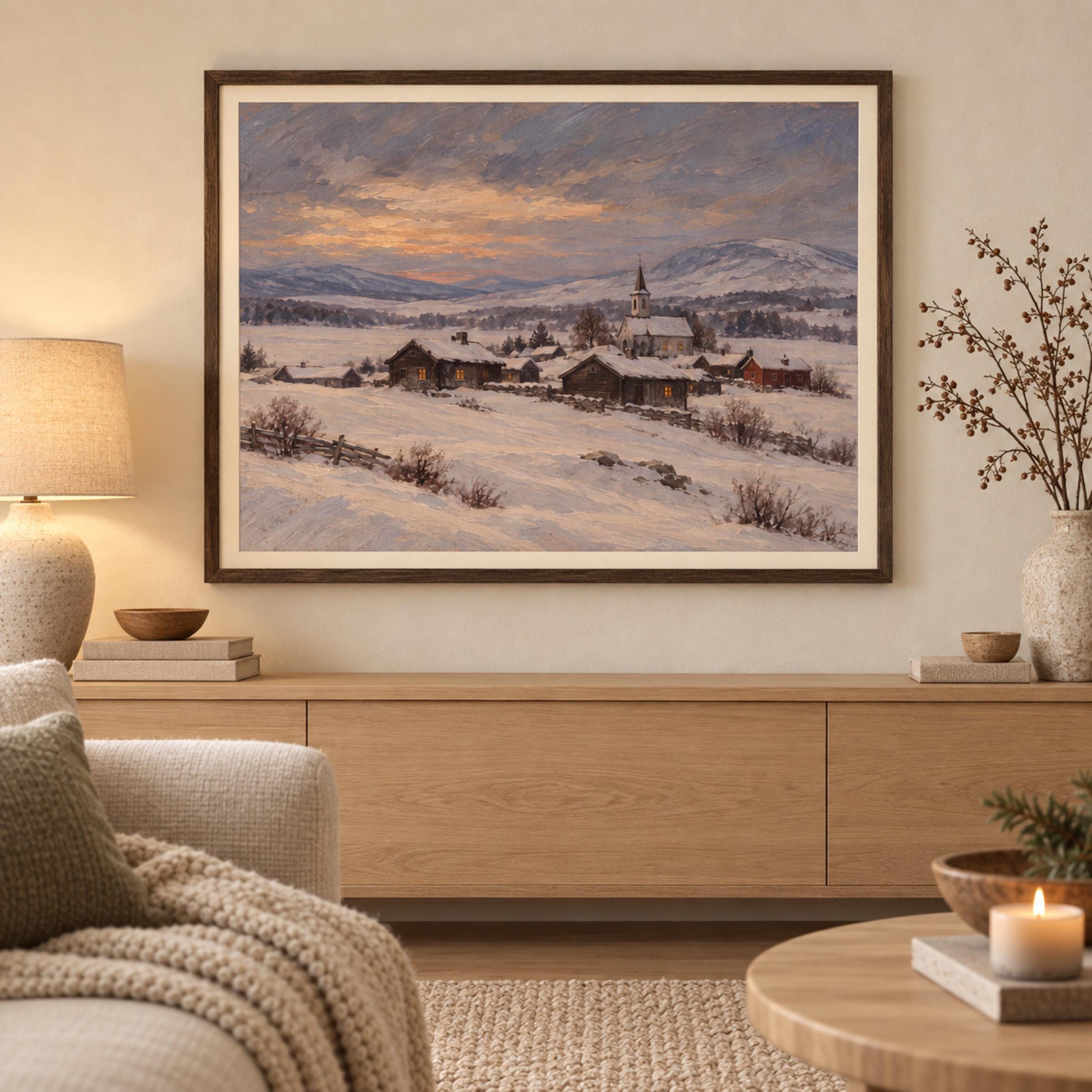 Nordic Winter Village at Dusk — image 3
