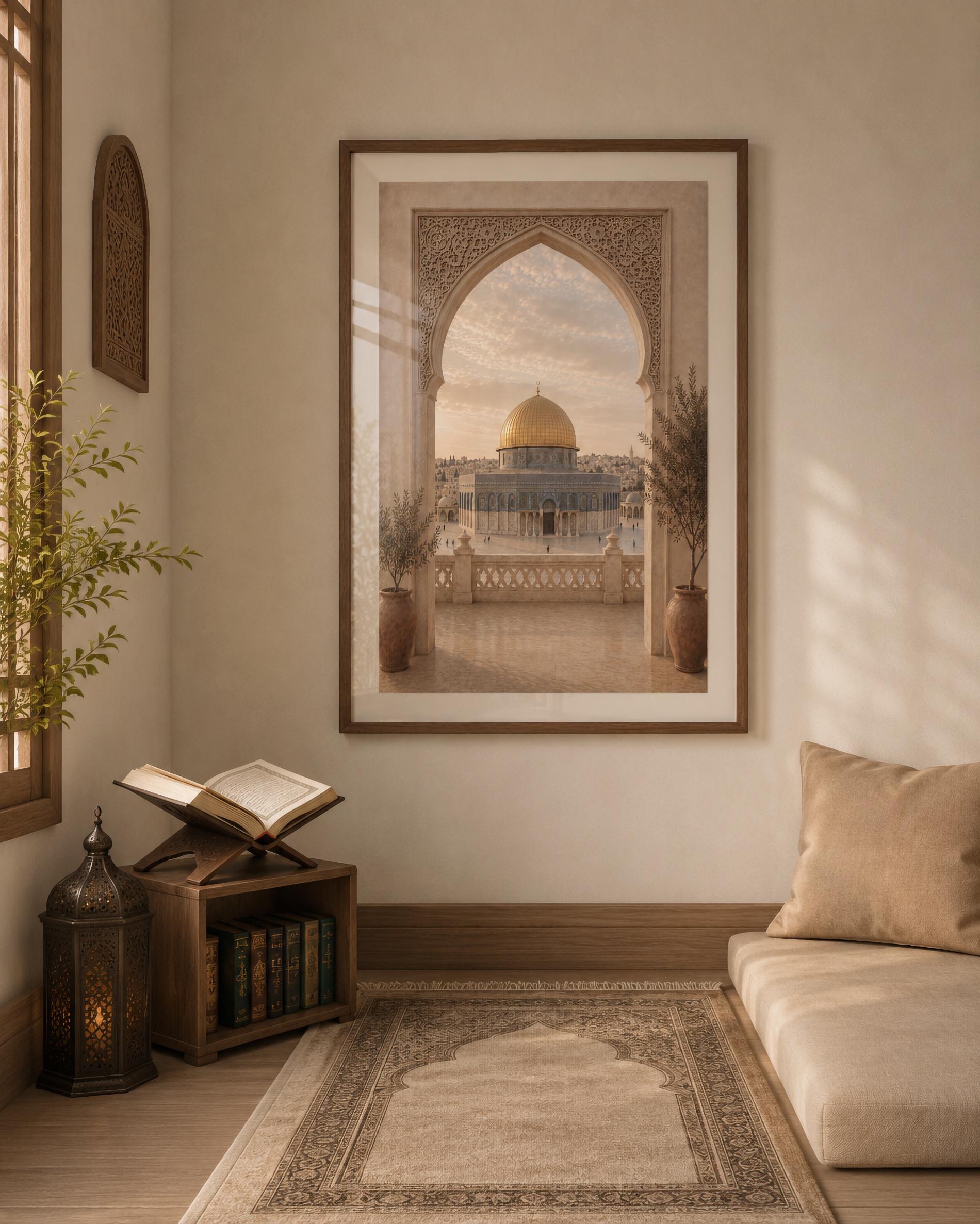 Golden Dome through a Patterned Arch — image 4