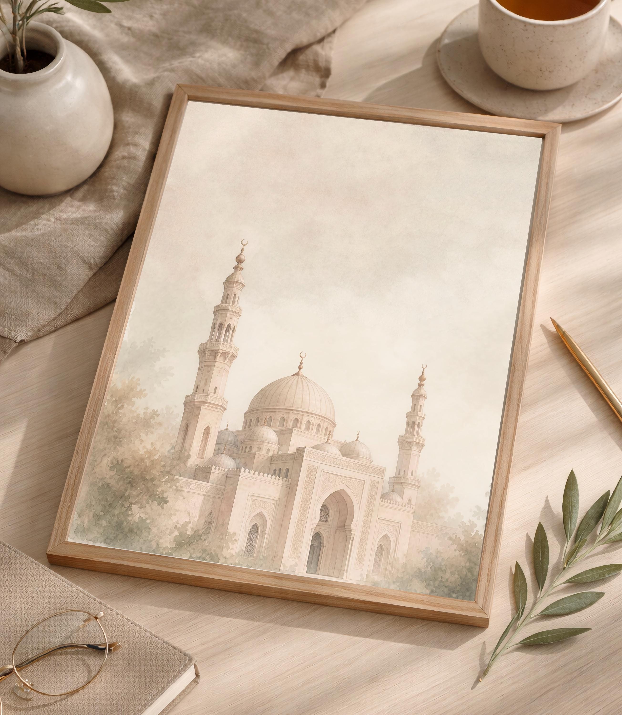Beige Mosque among Gentle Foliage — image 10
