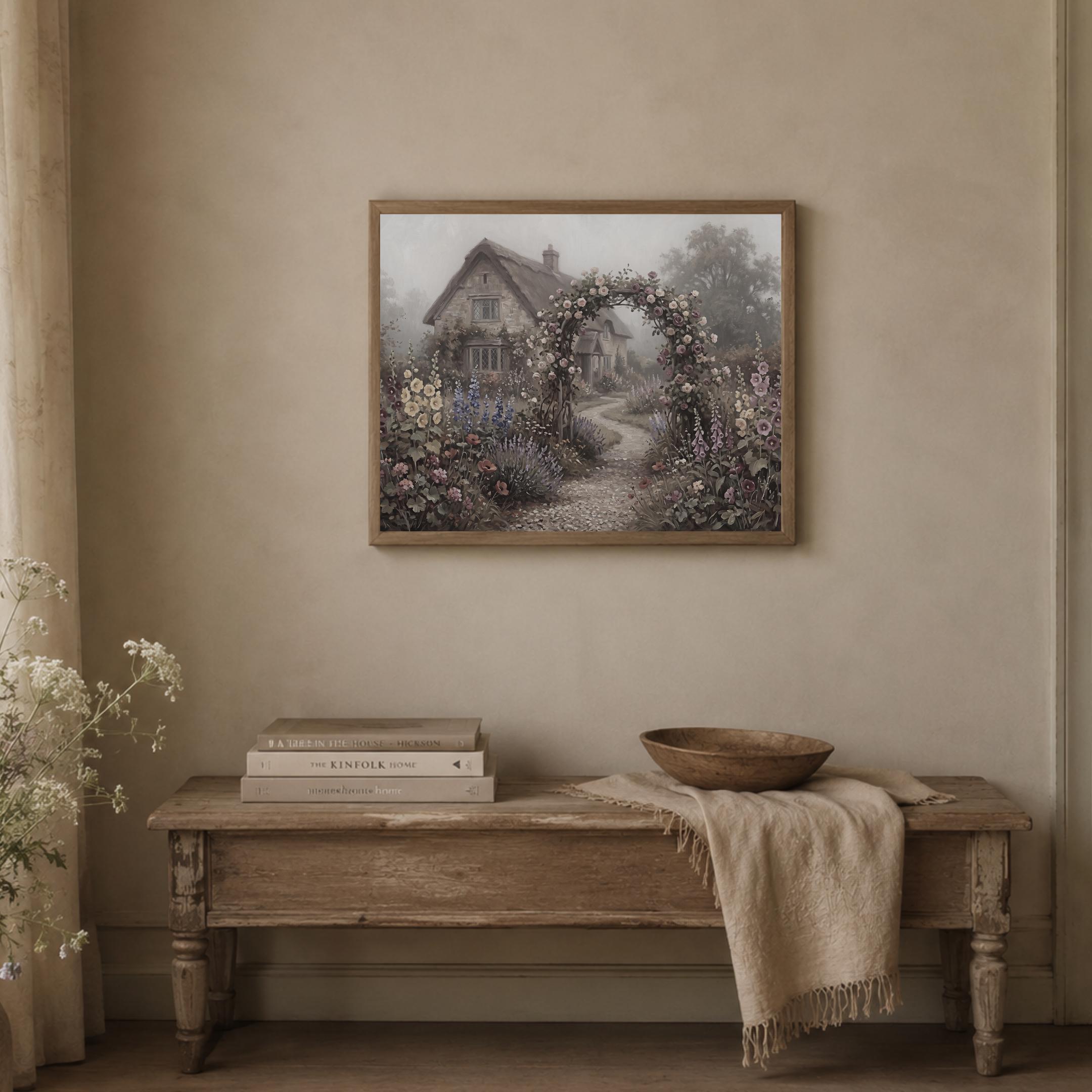 English Garden Wall Art, Secret Cottage Garden Landscape Print, Vintage Floral Decor (Digital Download) — image 7