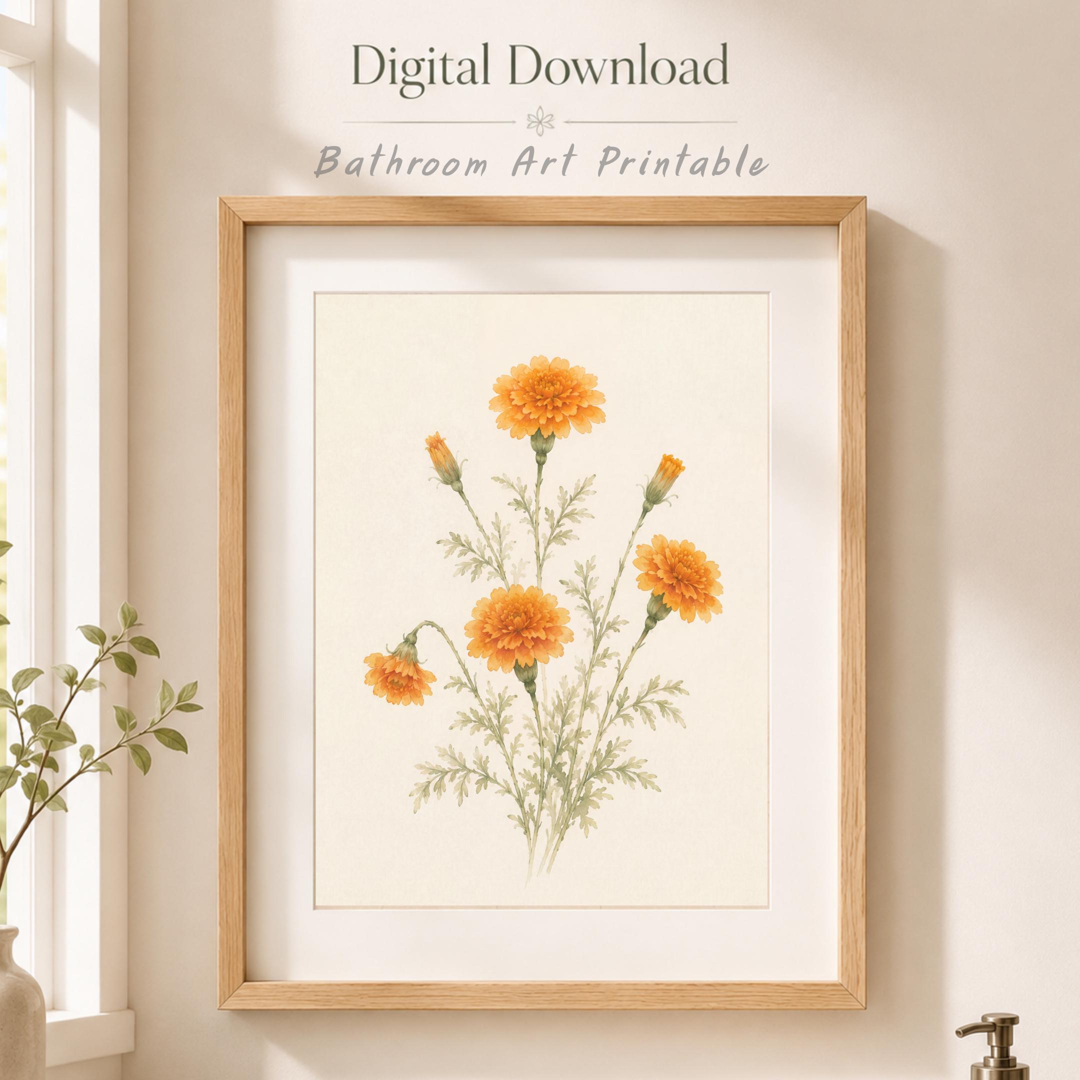 Marigold Printable Wall Art | October Birth Flower Print | Orange Botanical Gift Decor Digital Download — image 7