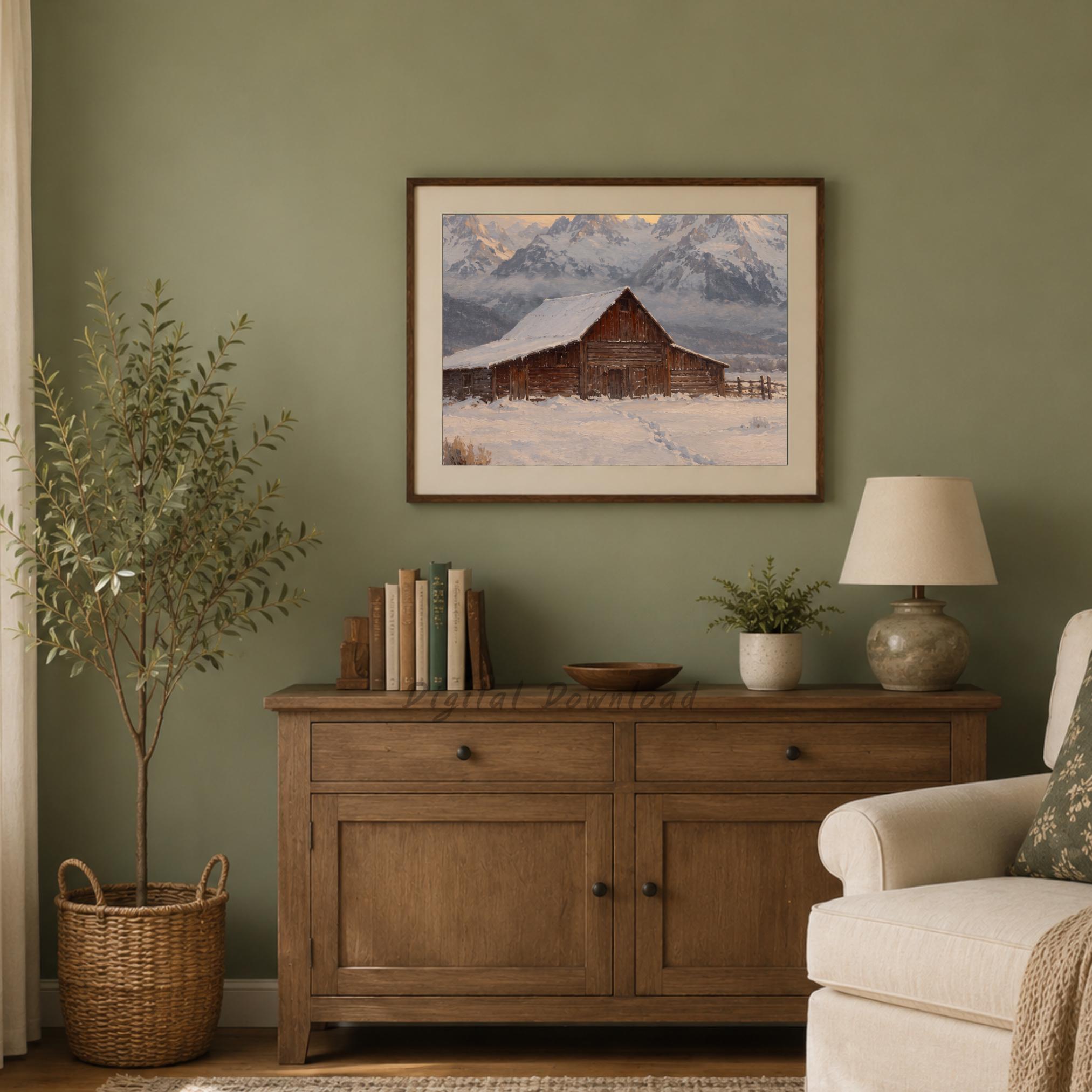 Wooden Barn beneath Snowy Peaks — image 9