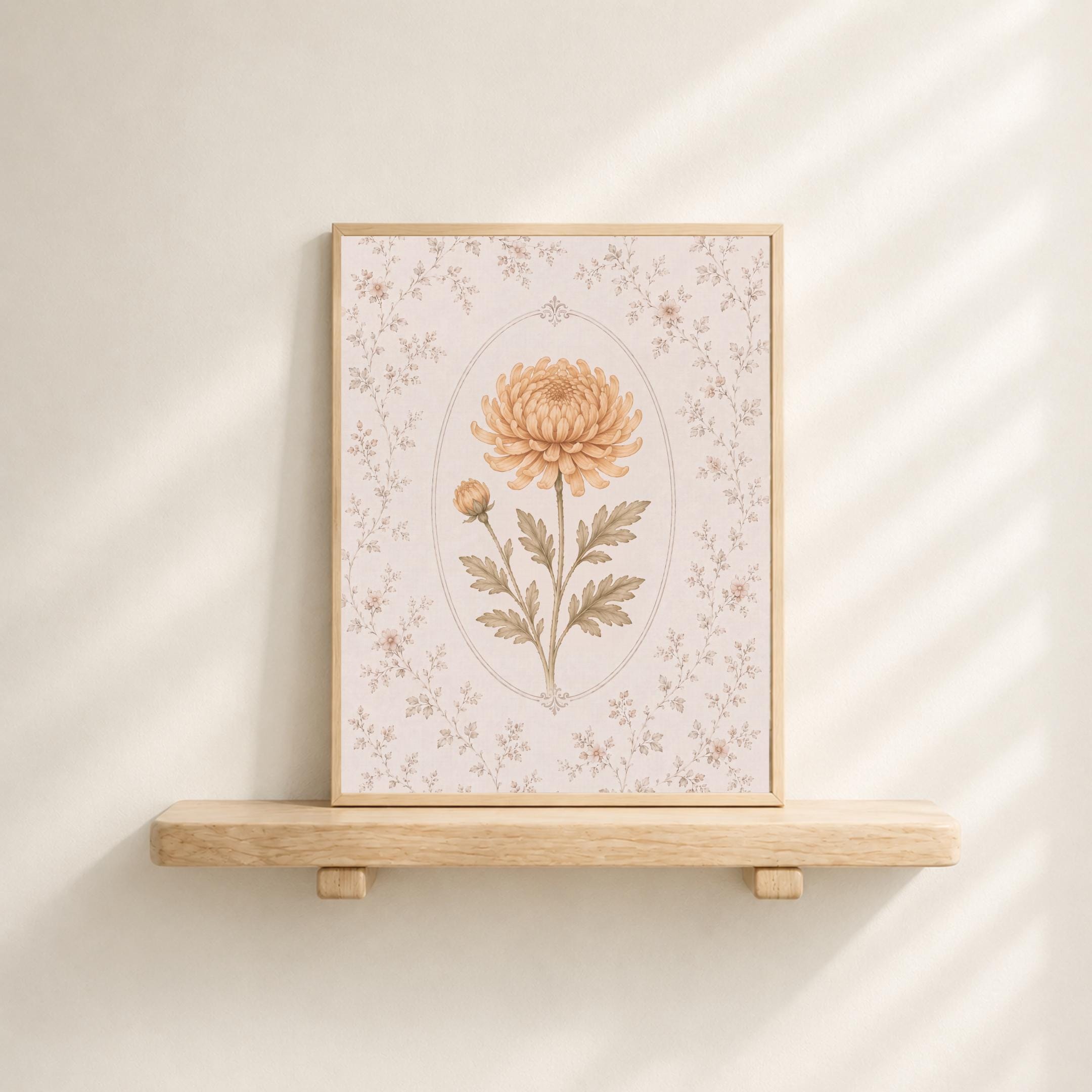 November Birth Month Flower Print | Chrysanthemum Printable Wall Art | Vintage Botanical Gift Digital Download — image 2