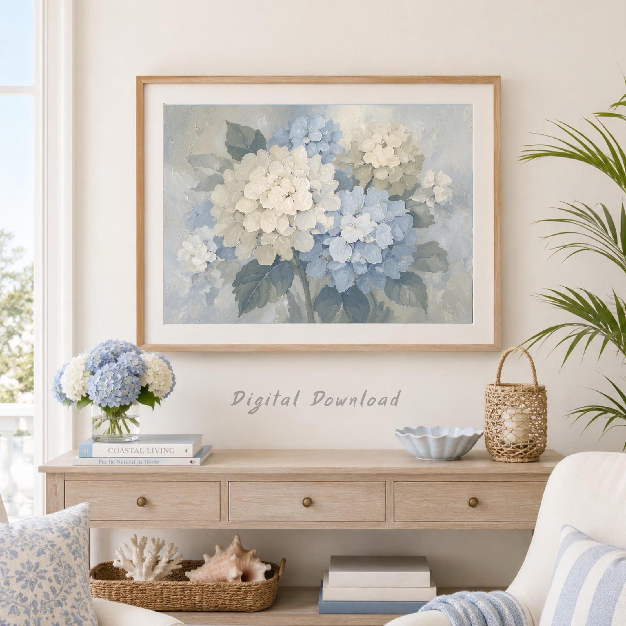 Coastal Hydrangea Gallery Wall Art Set, 9 Blue Cottage Printable Decor Prints Digital Download — image 9