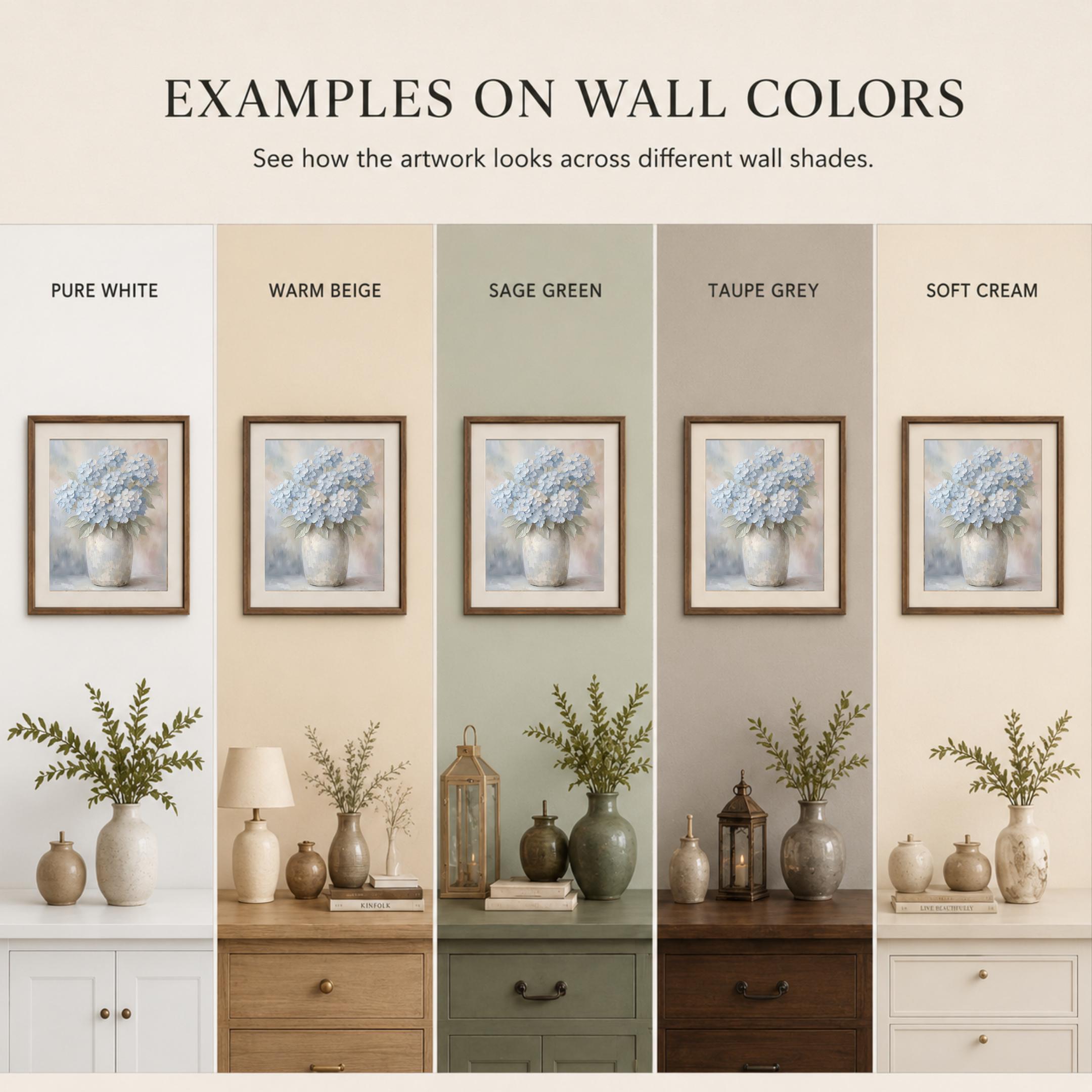 Blue Hydrangea Wall Art Printable | Neutral Floral Print | Floral Vase Decor (Digital Download) — image 3