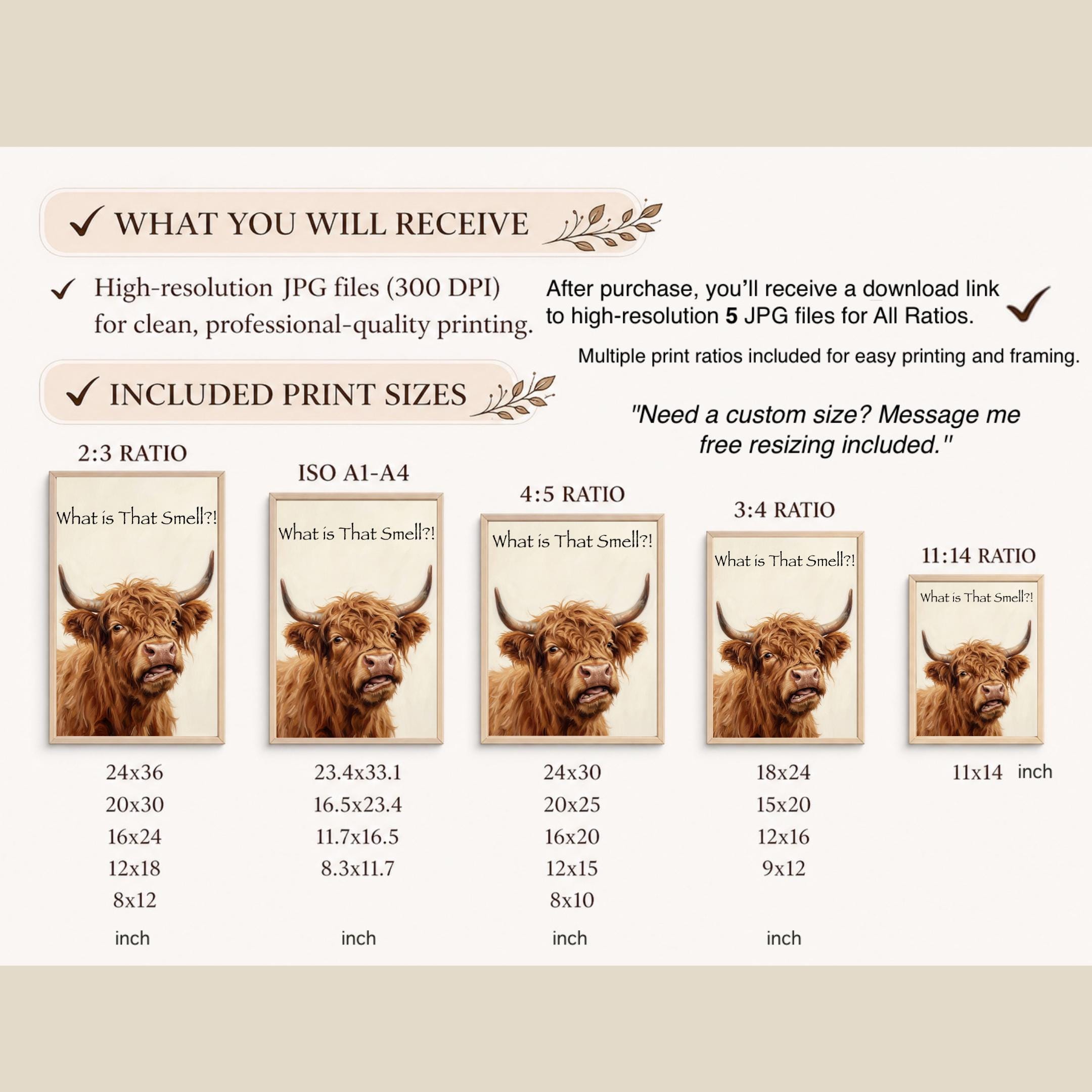 Funny Highland Cow Bathroom Prints  | Farmhouse Guest Bathroom Decor  (Digital Download) — image 8