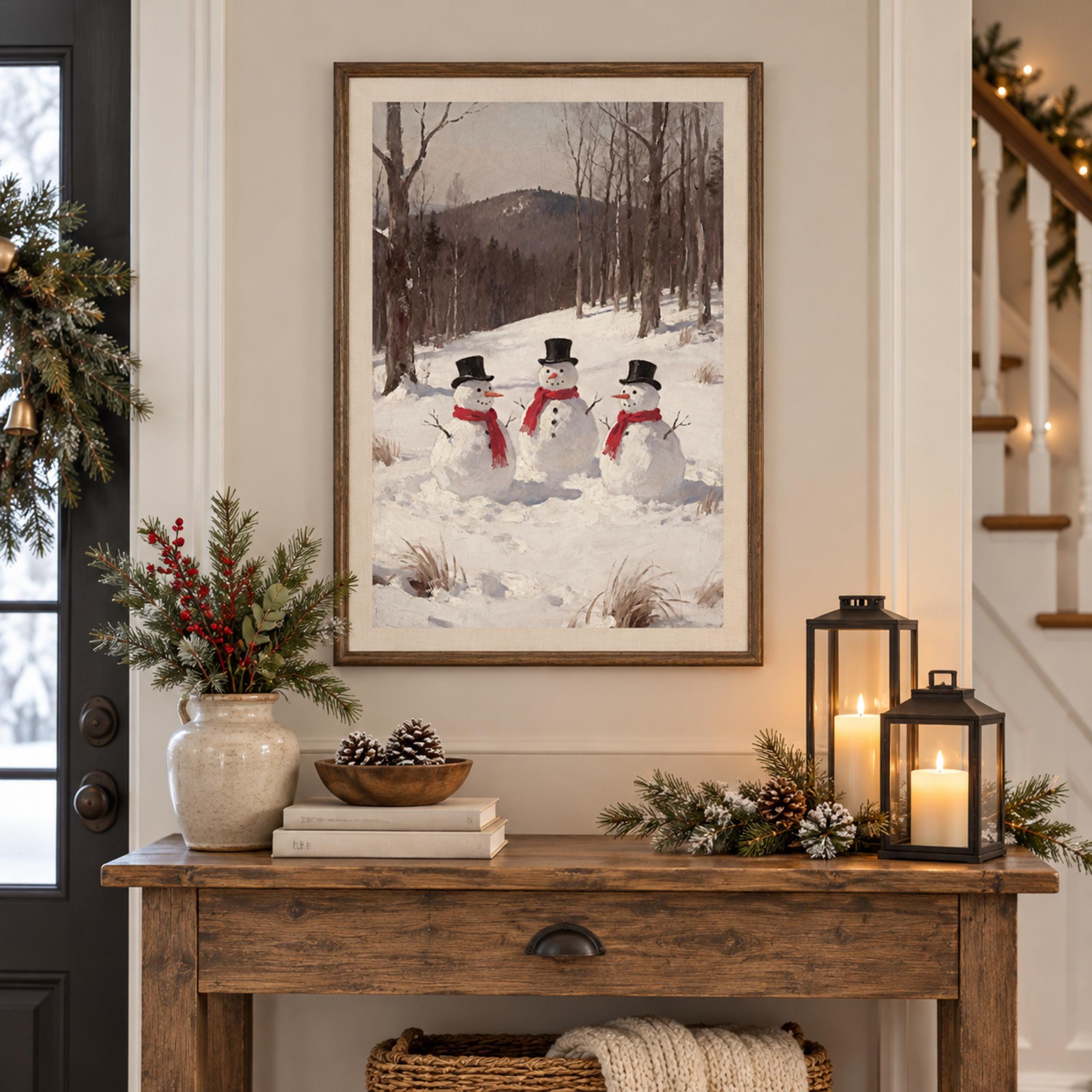 Winter Christmas Snowman Wall Art Printable | Rustic Cabin Decor (Digital Download) — image 3