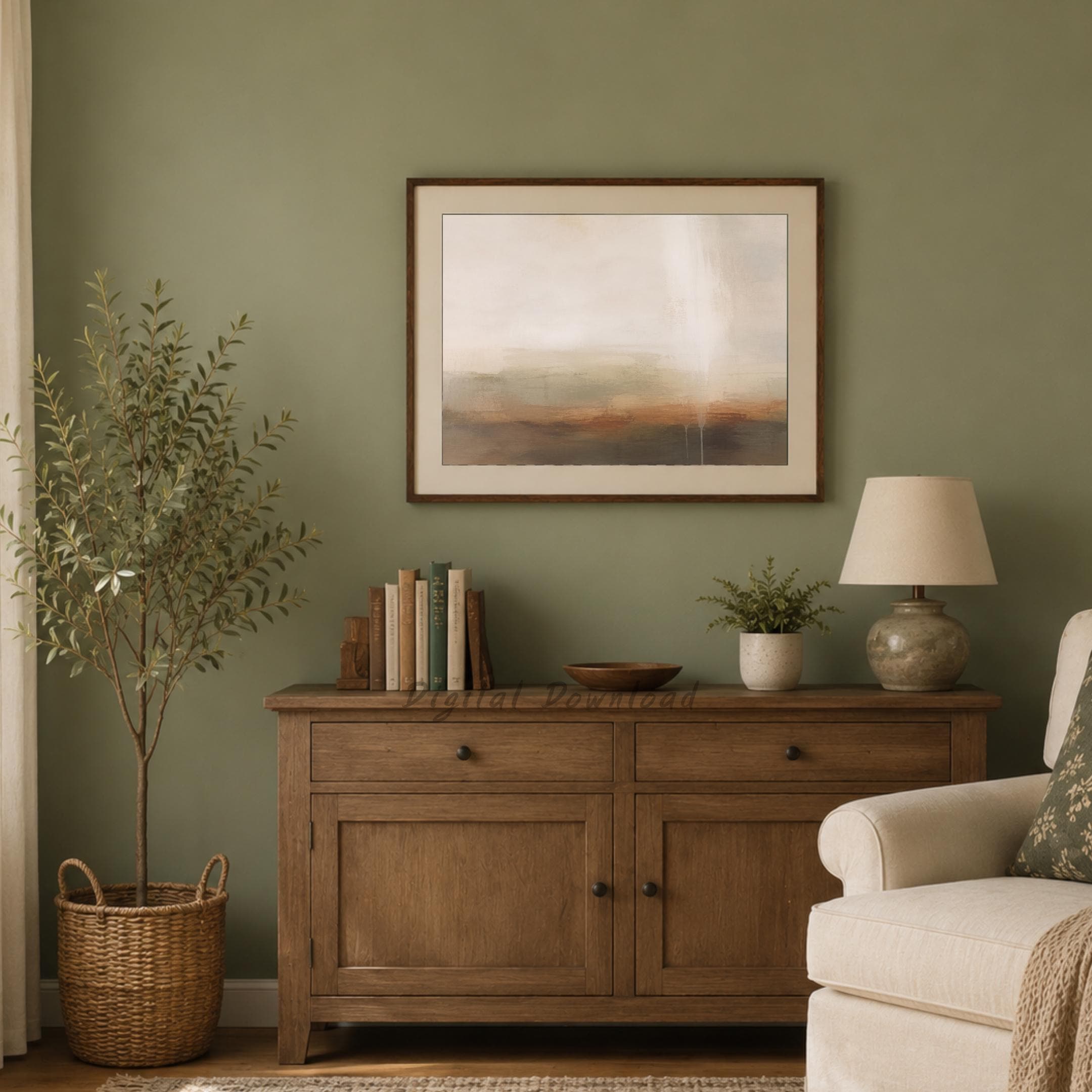 Neutral Abstract Landscape Wall Art | Neutral Modern Painting Print | Earth Tone Digital Download — image 7