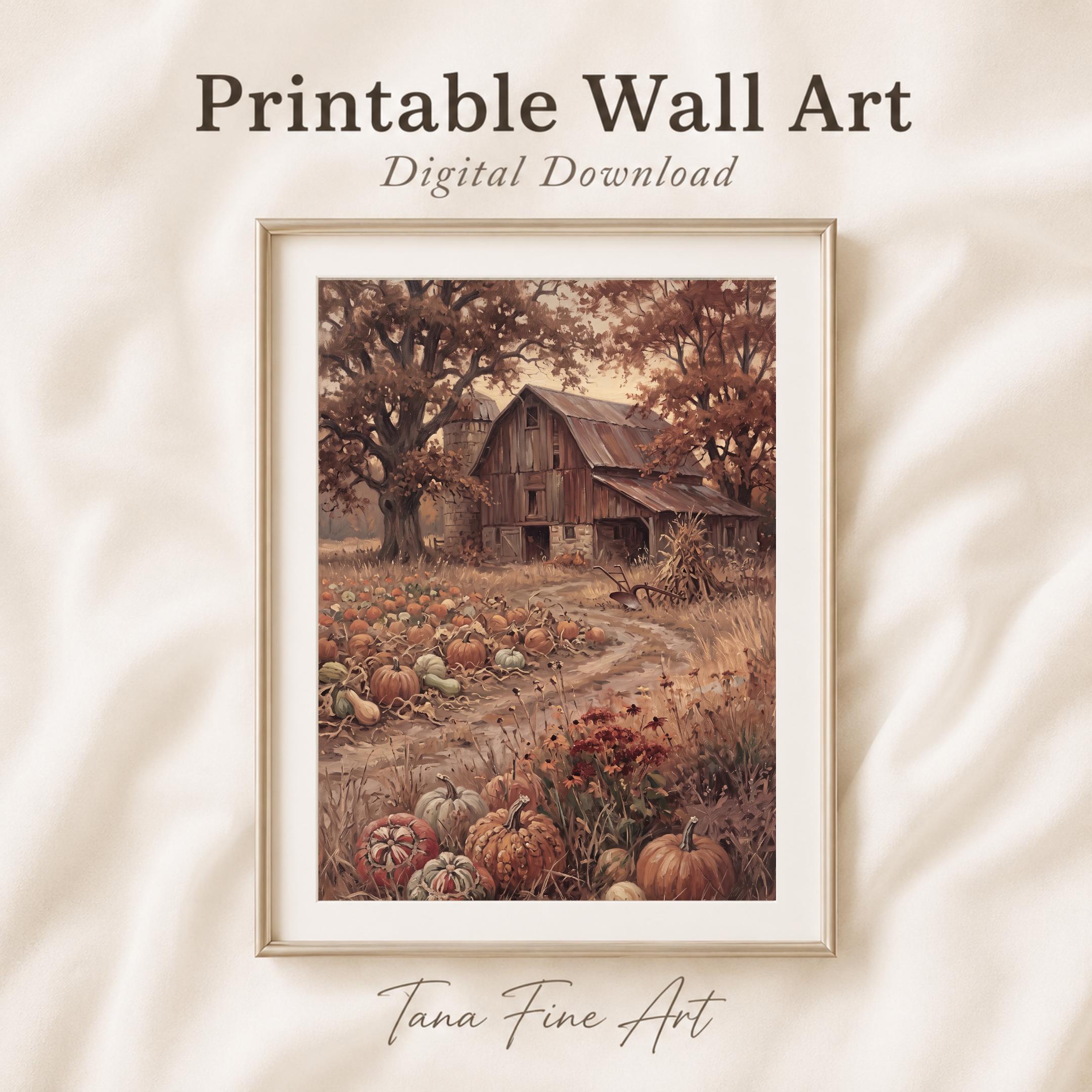 Fall Barn Wall Art, Pumpkin Patch Print, Rustic Farmhouse Printable Decor Digital Download — image 5