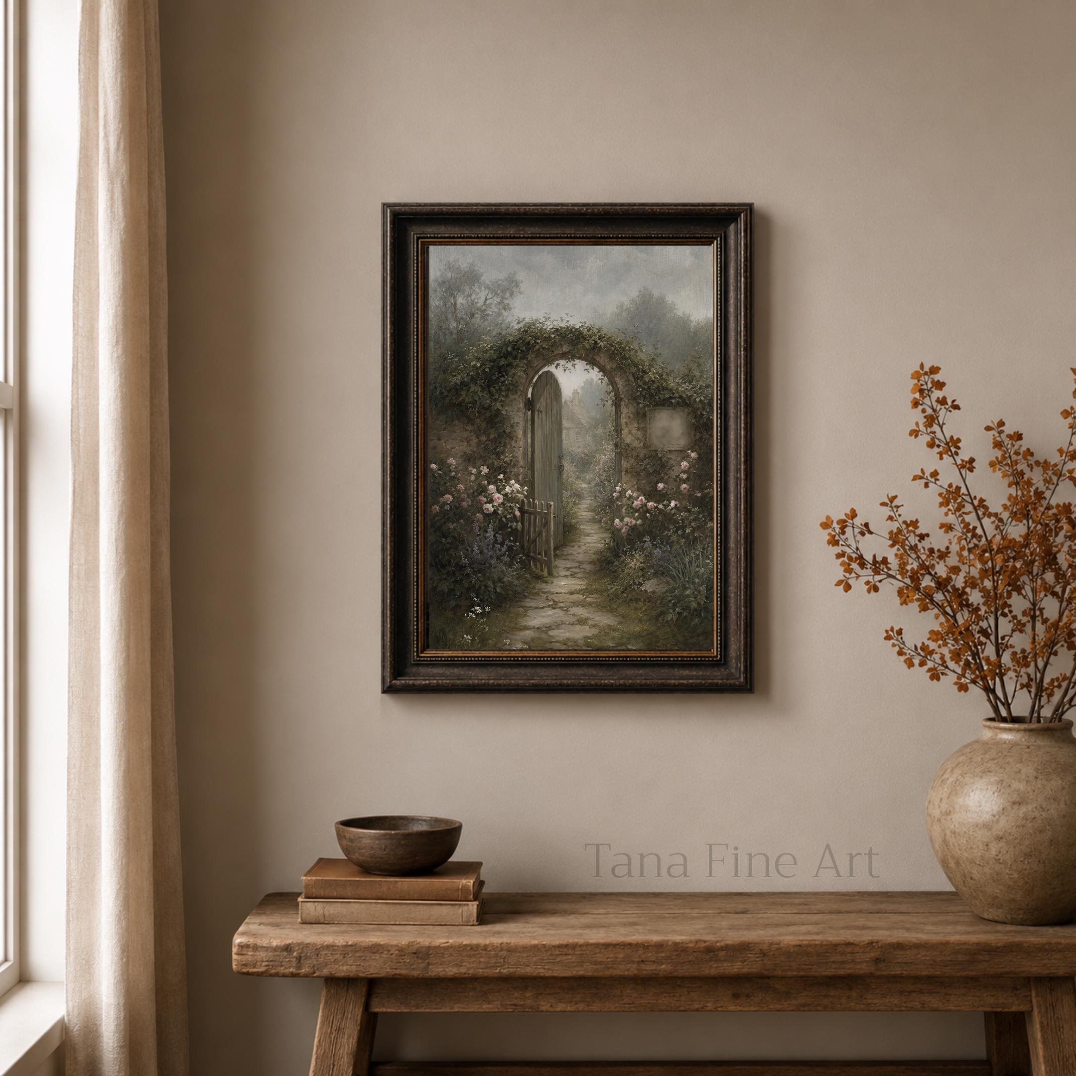 Vintage Secret Garden Wall Art, Hidden Cottage Gate Print, English Garden Decor (Digital Download) — image 3