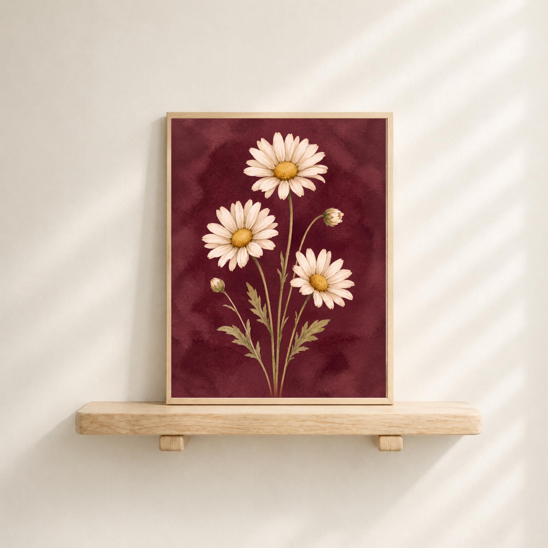 Moody April Birth Flower Print | Daisy Wall Art | Vintage Botanical Digital Download — image 7