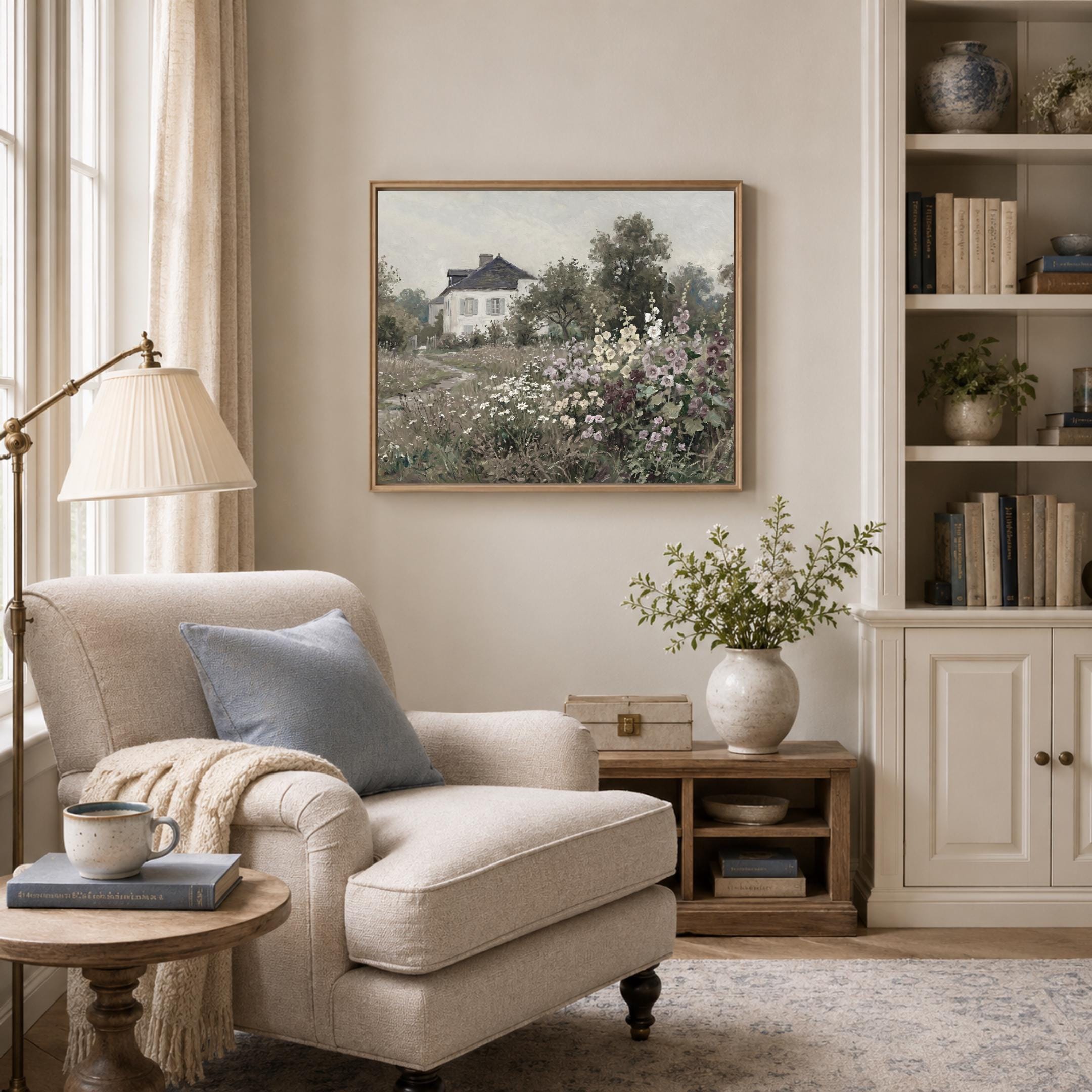 Vintage Cottage Garden Wall Art, Romantic Floral Landscape, French Country Decor Digital Download — image 6