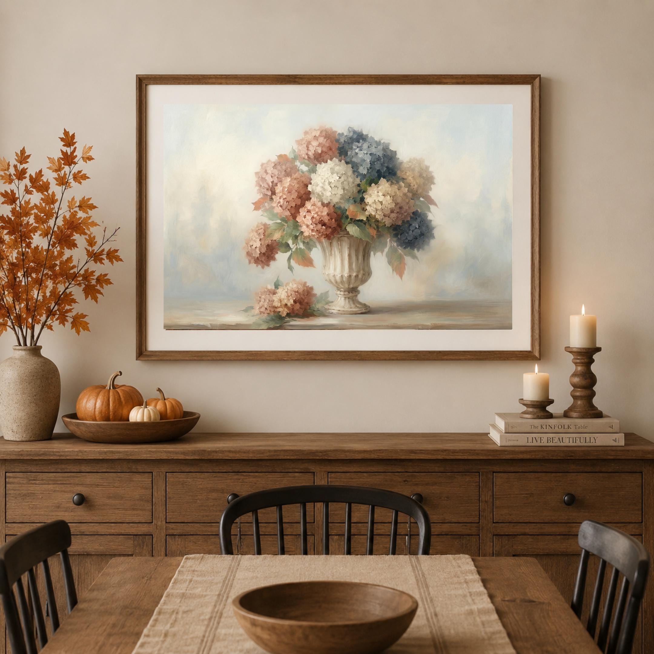 Fall Hydrangea Wall Art, Neutral Floral Prints, French Urn Cottage Decor (Digital Download) — image 6