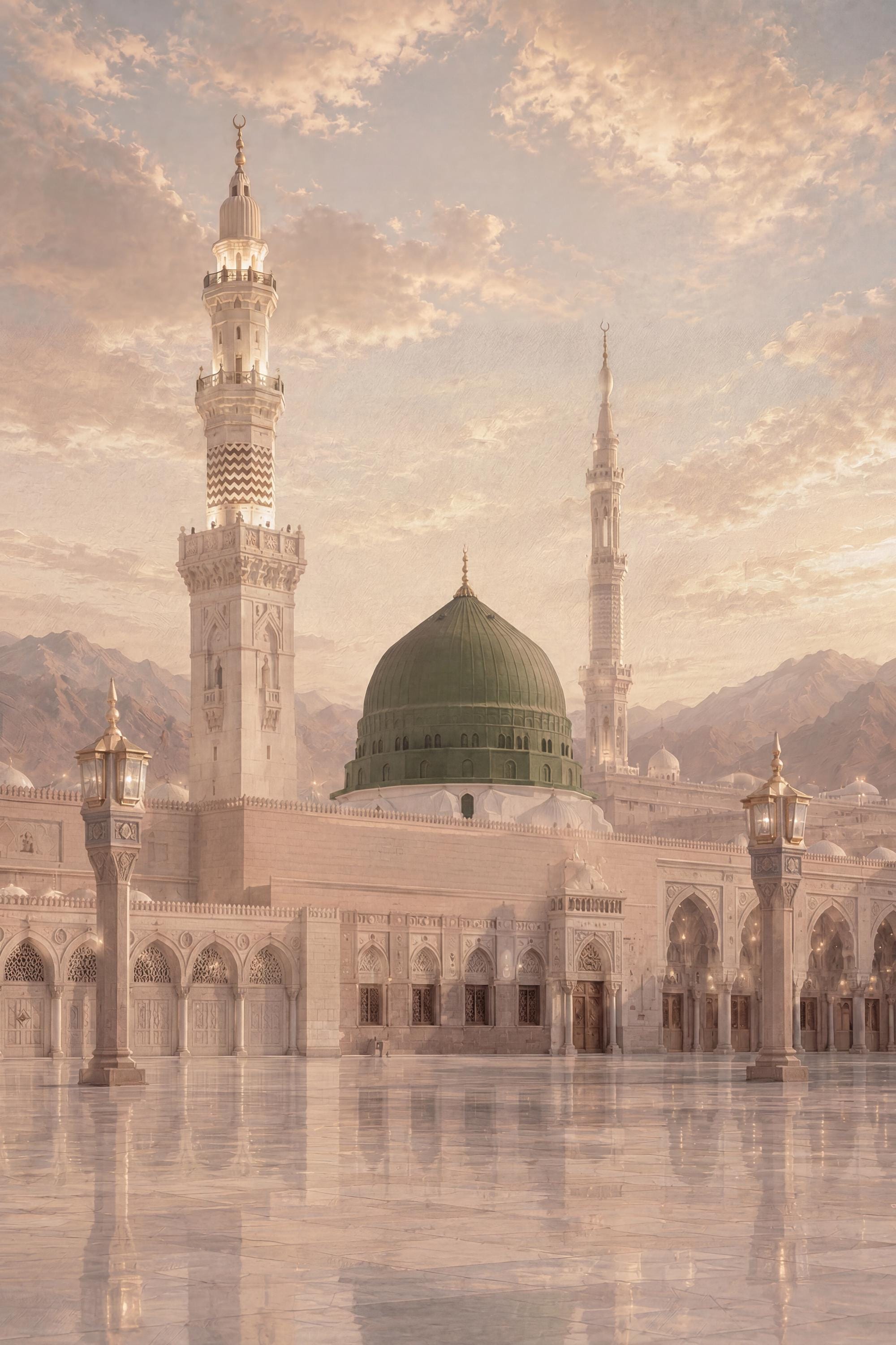 Medina Inspired Printable Wall Art, Green Dome Mosque, Islamic Prayer Room Decor (Digital Download) — image 2