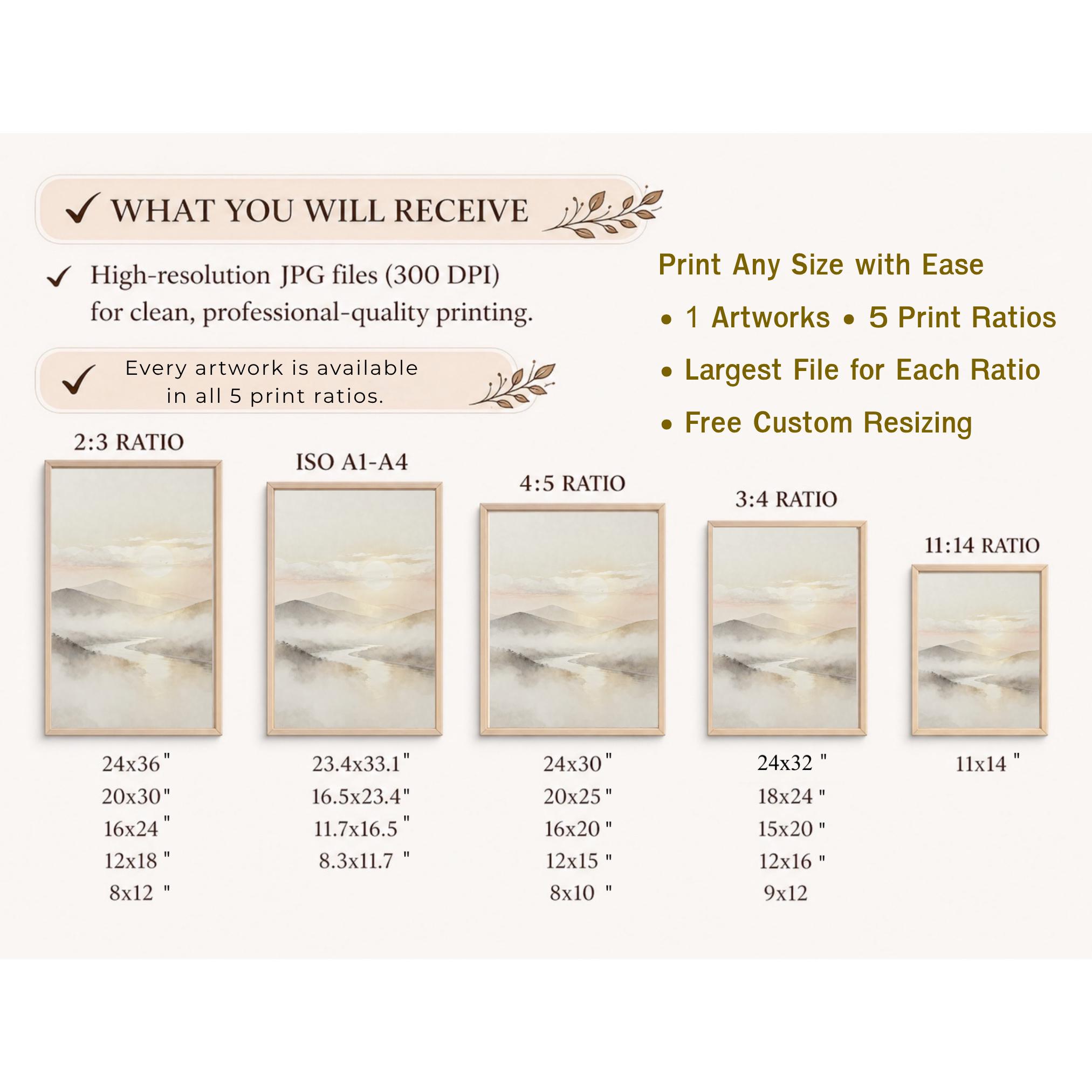 Misty Forest Printable Wall Art, Golden Sun Pine Trees, Neutral Decor Digital Download — image 7