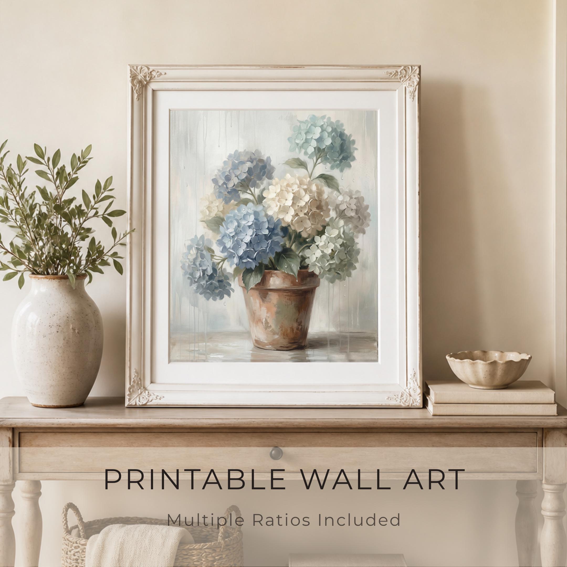 Blue Hydrangea Wall Art Printable | French Country Floral Painting Decor (Digital Download) — image 4