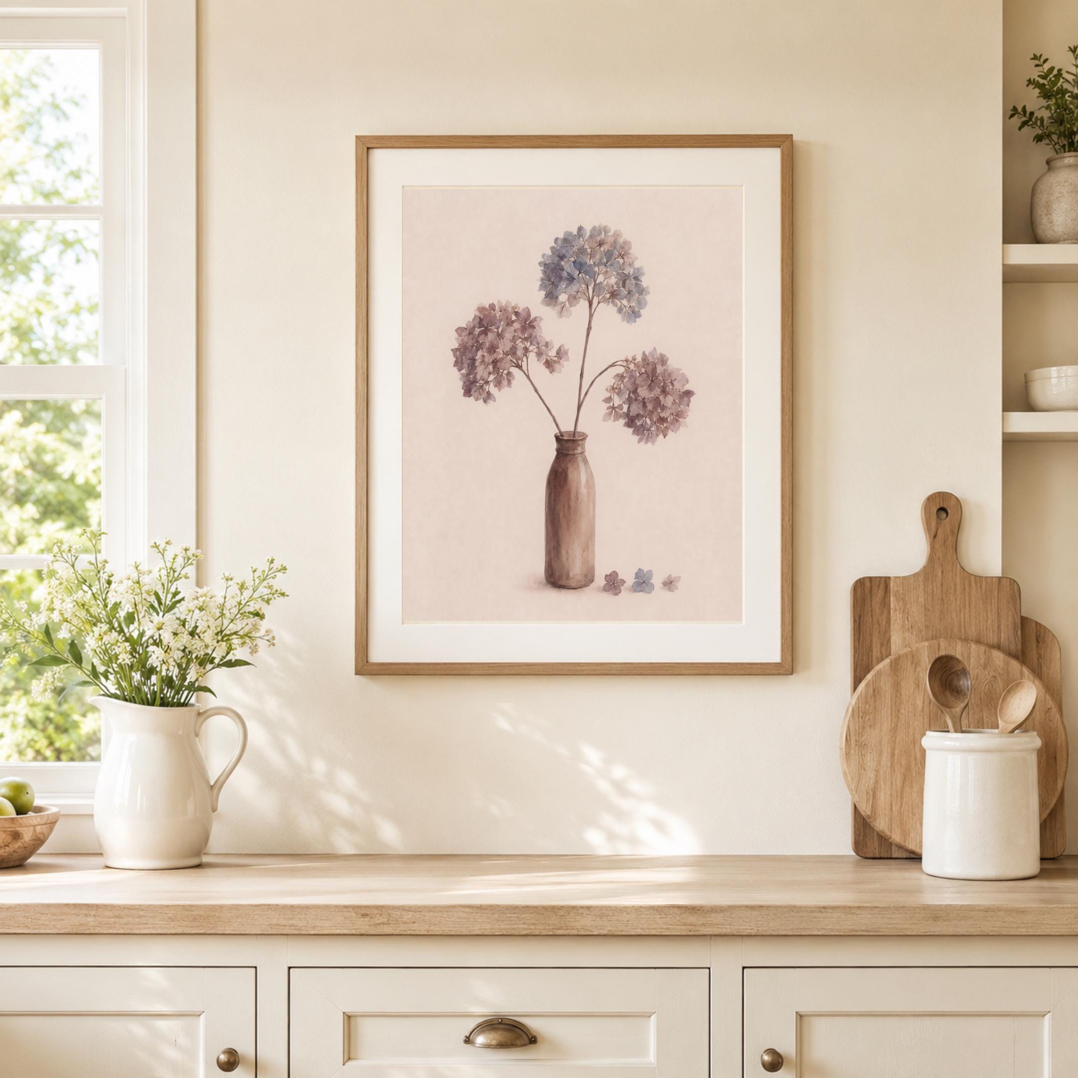 Fall Hydrangea Wall Art | Vintage Floral Vase Print | Neutral Printable Digital Download — image 5