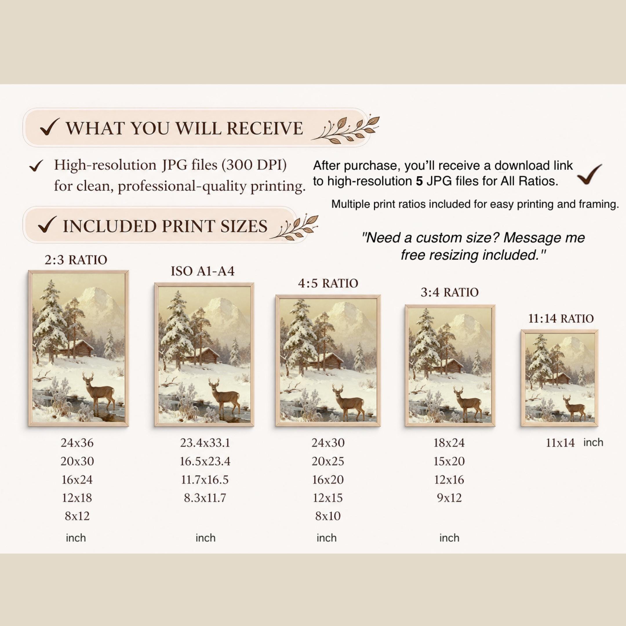 Winter Deer & Woodland Scenes — Set of 5 — image 5