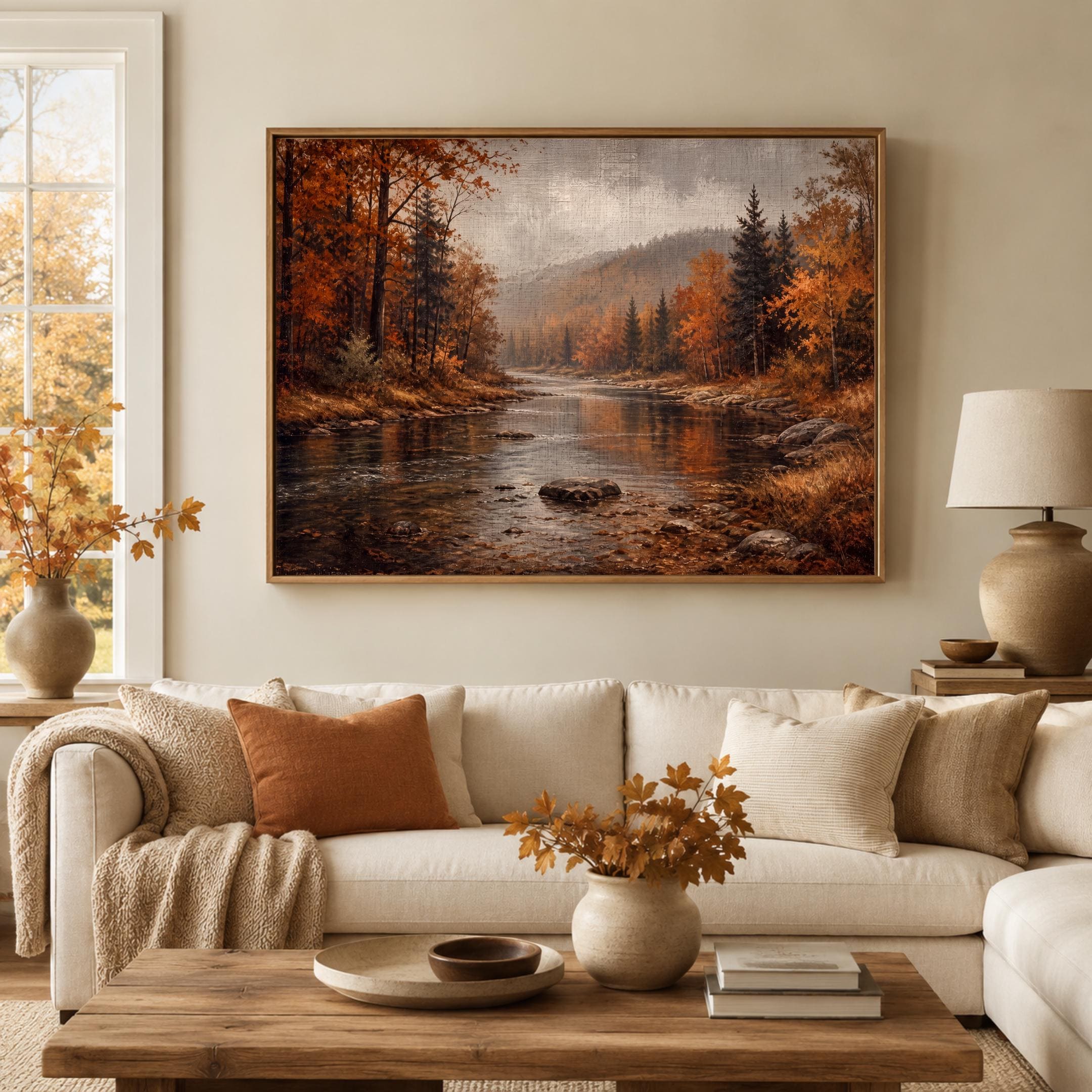Fall River Wall Art | Autumn Forest Landscape Print | Vintage Landscape Digital Download — image 7