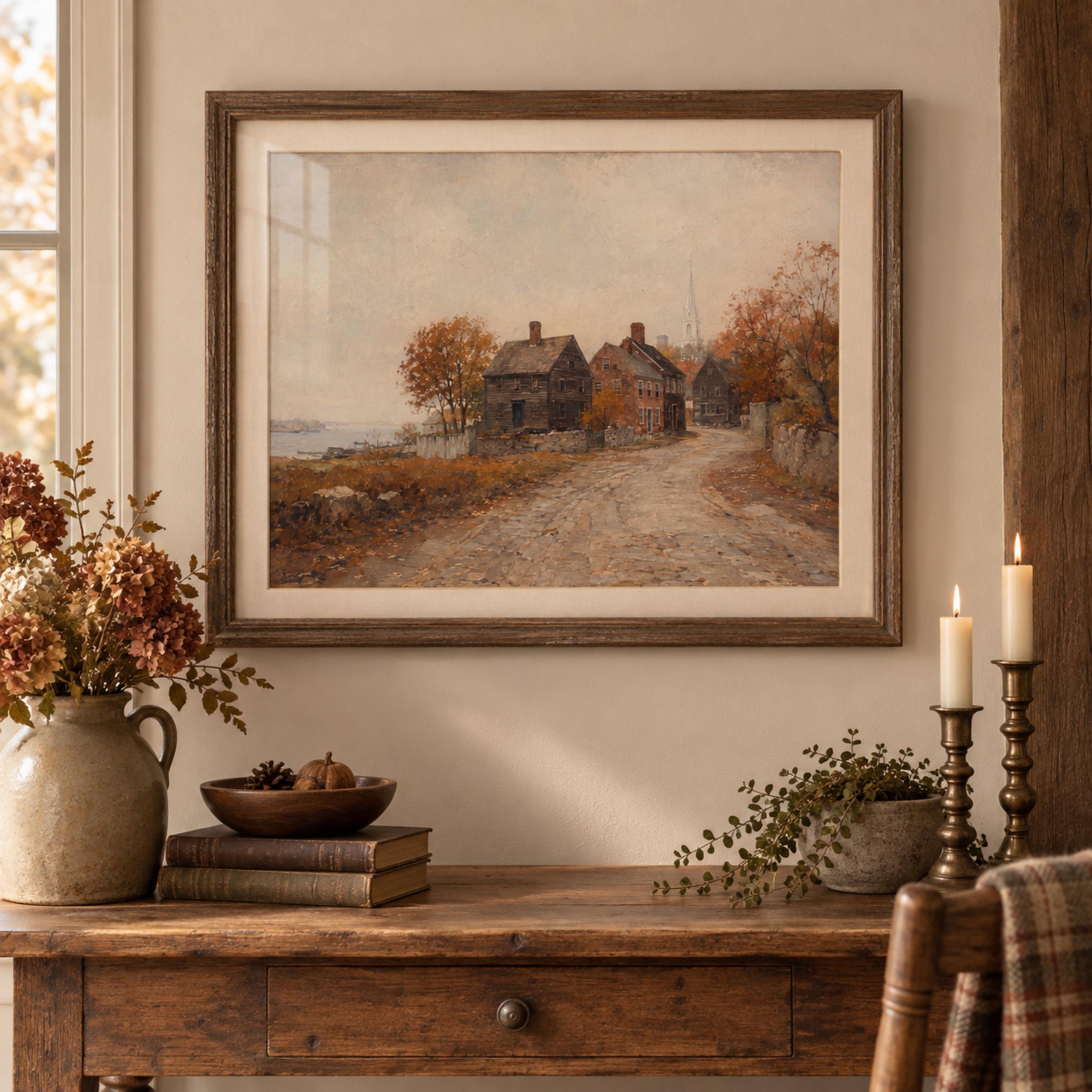 Autumn Street Printable Wall Art, Vintage Salem Inspired, New England Landscape, Digital Download — image 5