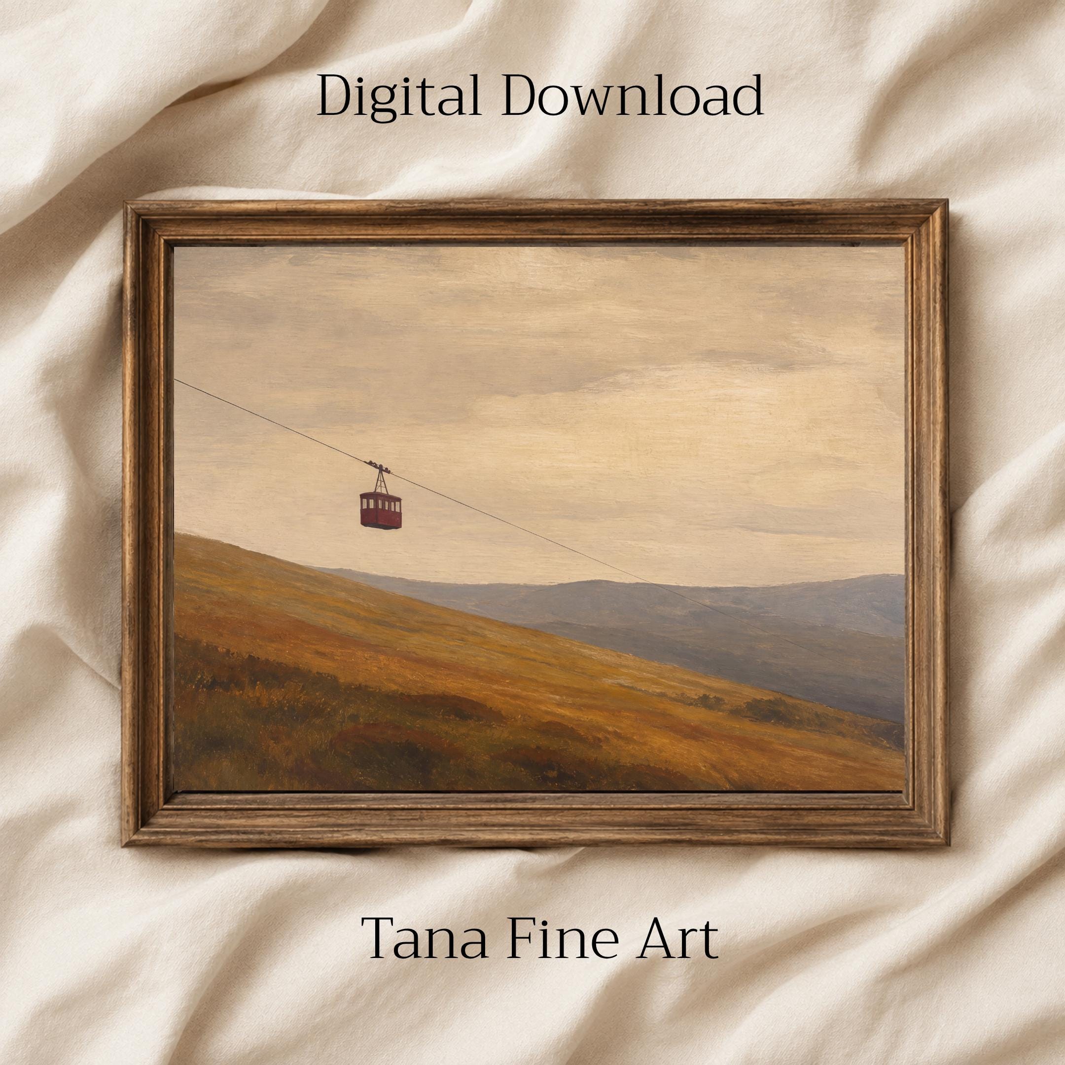 Vintage Mountain Landscape Wall Art | Neutral Countryside Print | Rustic Printable Digital Download — image 3