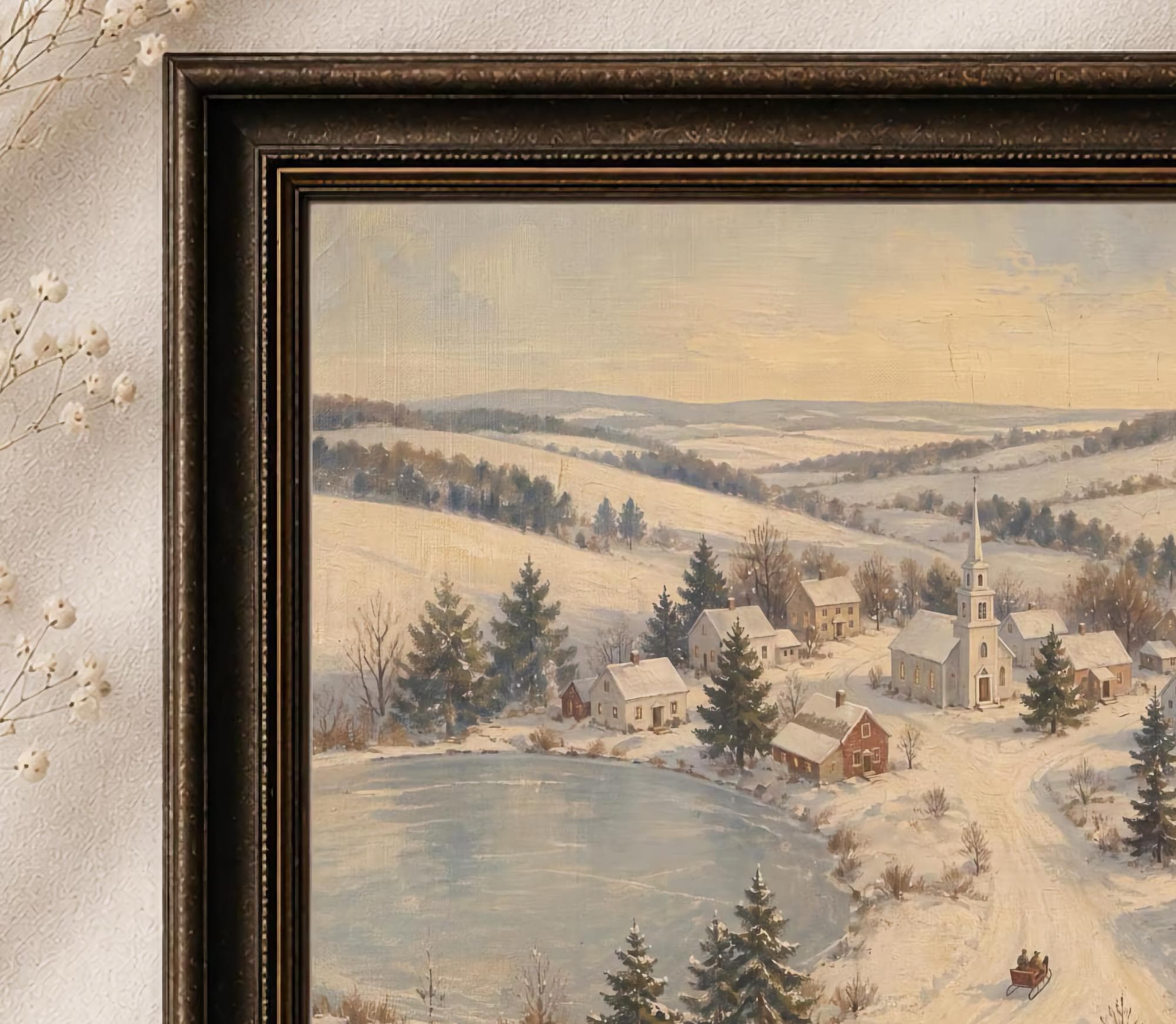 Snowy Village by the Frozen Lake — image 2