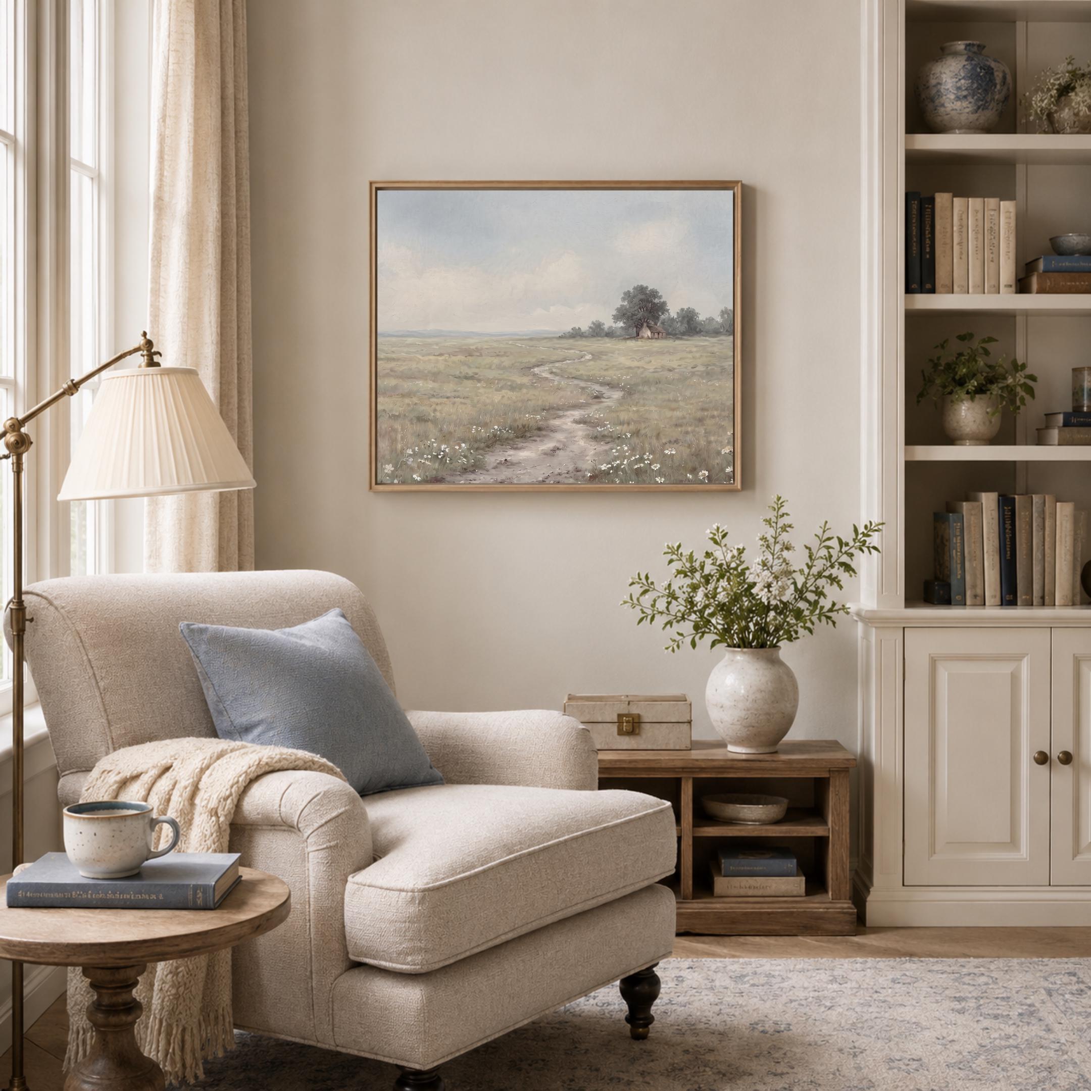 Meadow Path Landscape Print, Calm Summer Daisy Field Cottage Wall Art (Digital Download) — image 5