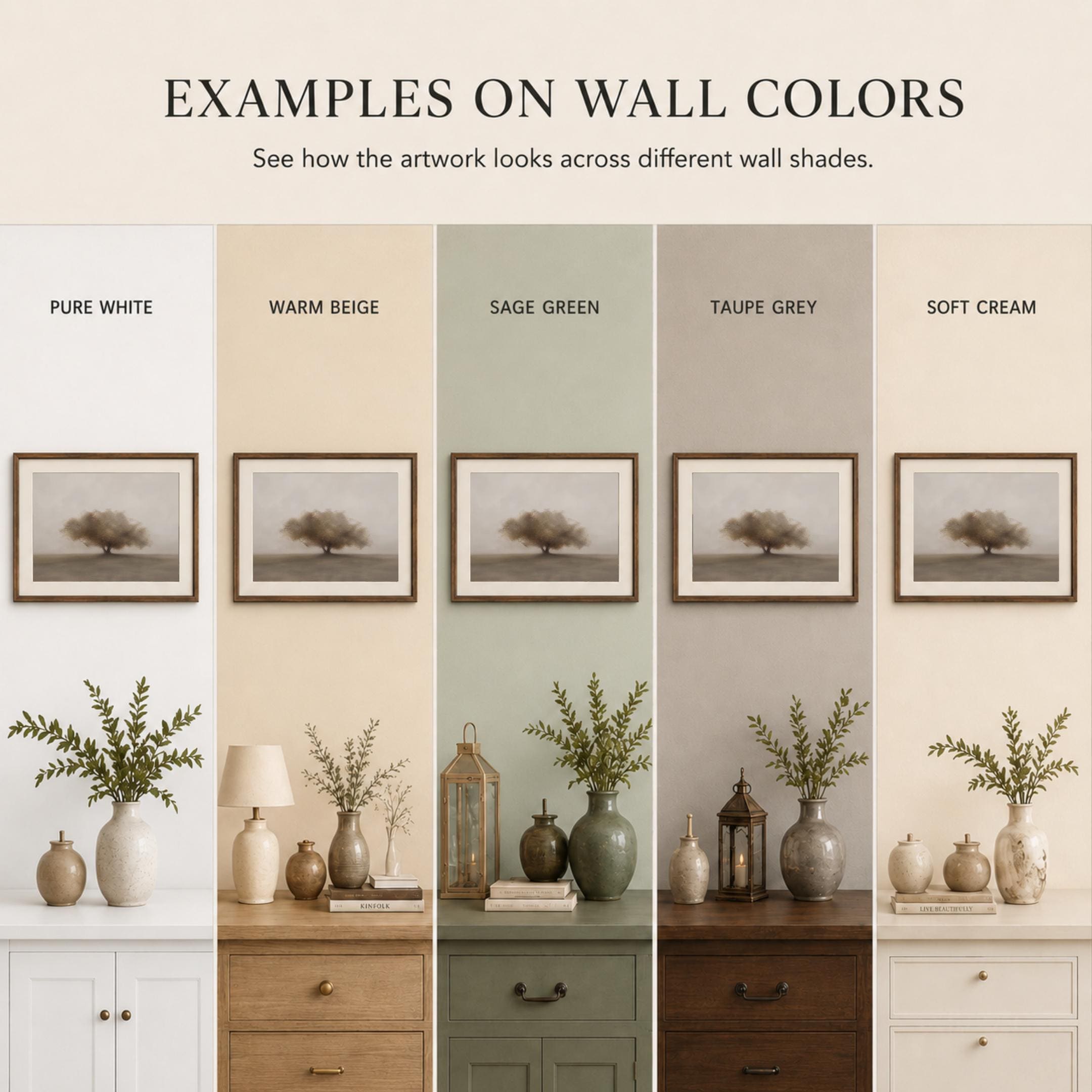 Tree Wall Art Printable | Soft Minimalist Landscape Print | Neutral Vintage Painting Digital Download — image 10